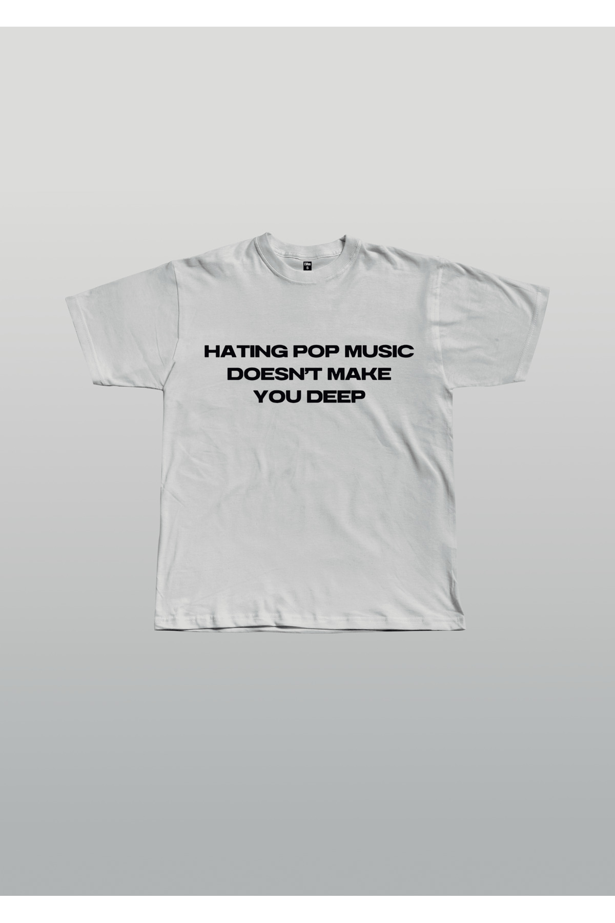 EVIus Oversize Hating Pop Music Doesn't Make You Deep Baskılı Bisiklet Yaka T-Shirt görsel 2