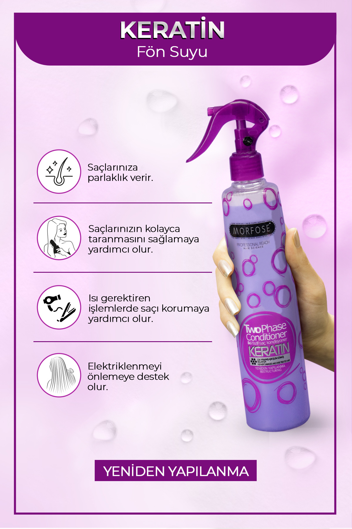 Keratin Içerikli Çift Fazlı Fön Suyu 400 ml - Yıpranmış, İşlem Görmüş Saçlar — ROCHZ1040106 — تصویر 2 از 3