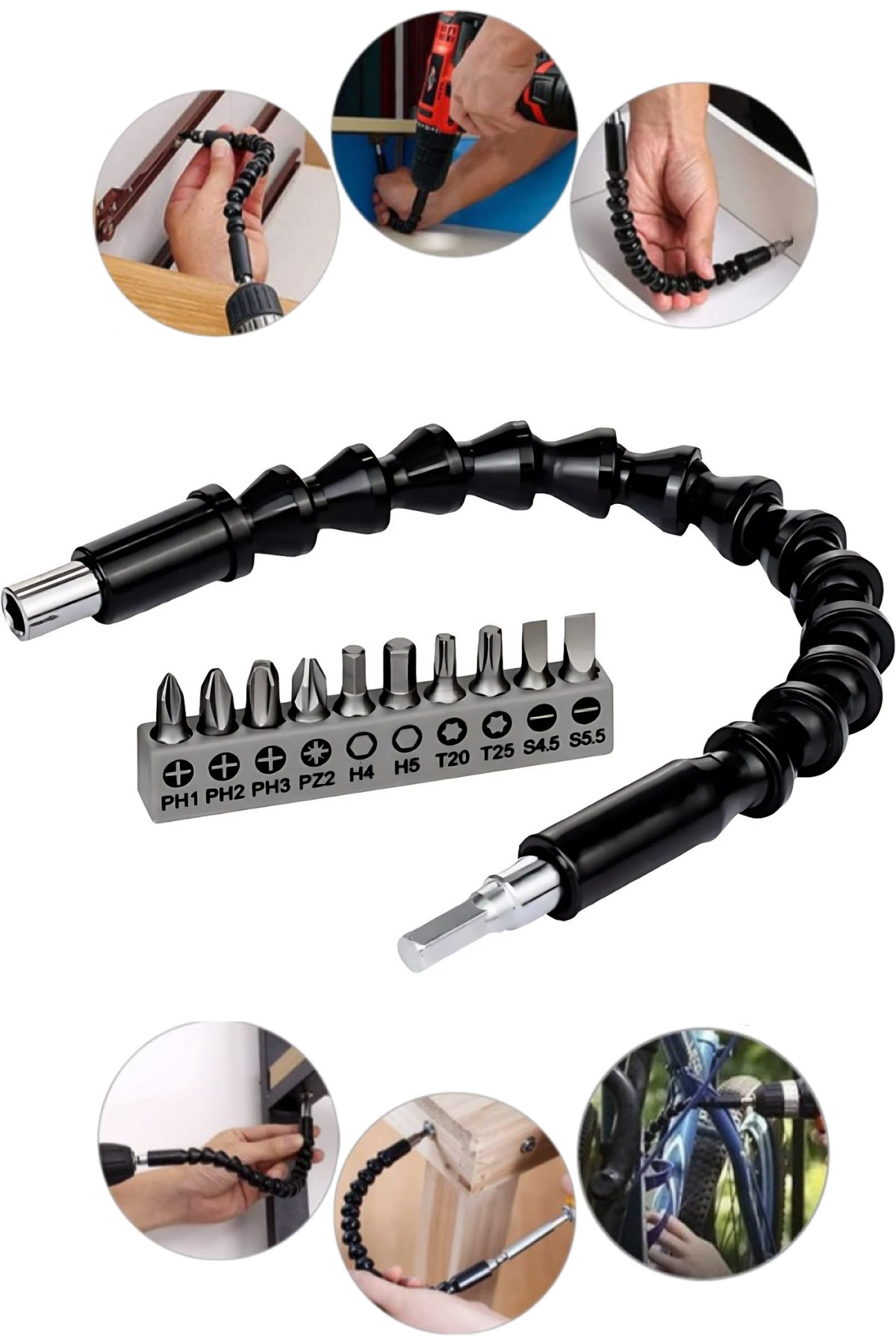 Vekorr Esnek Şaftlı Tornavida Ucu Seti Ulaşılması Zor Noktalar İçin Pratik ve Çok Yönlü Çözüm