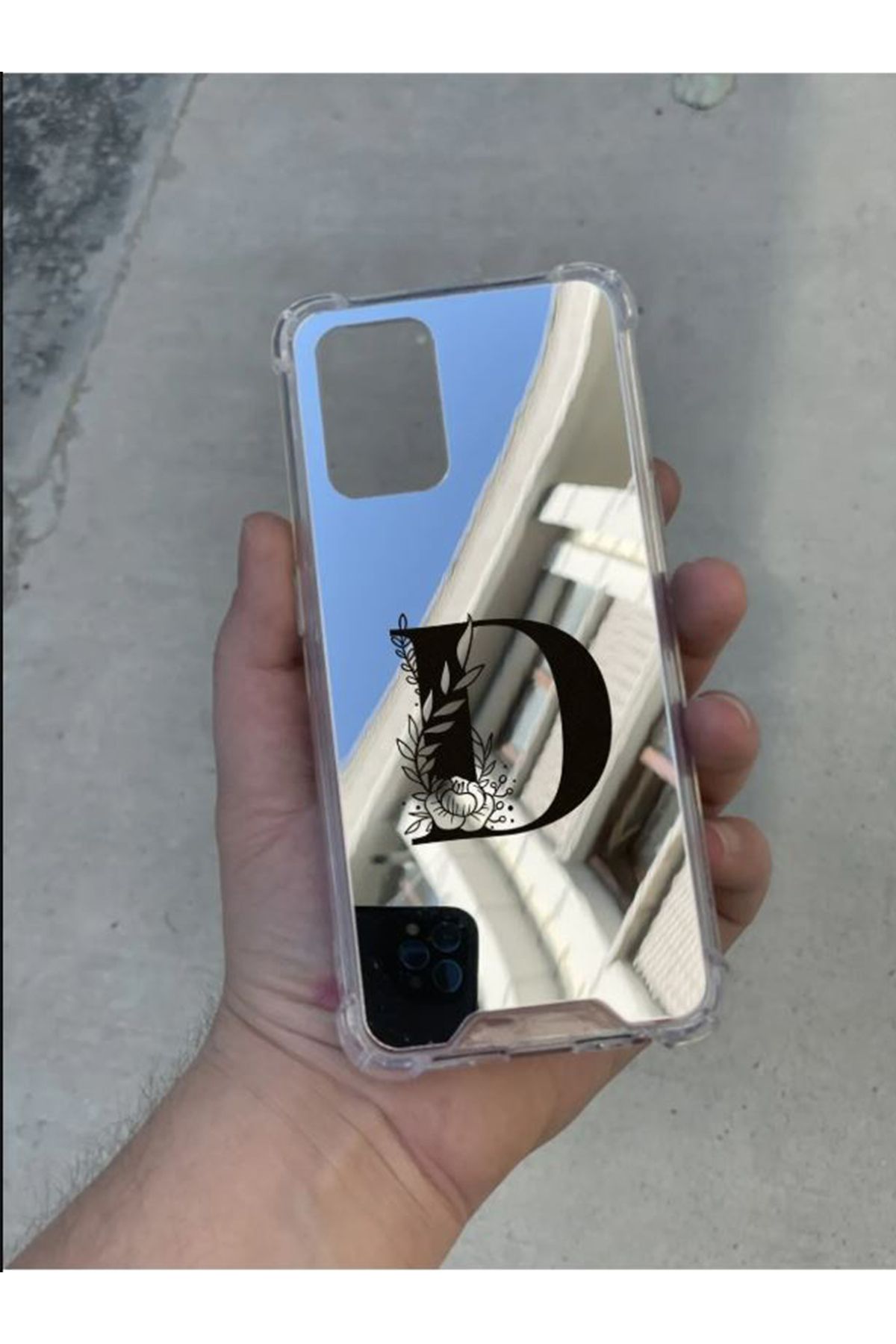 PERAX Samsung Galaxy A25 Uyumlu Gümüş Aynalı Darbe Korumalı D Harf Tasarımlı Silikon Kılıf