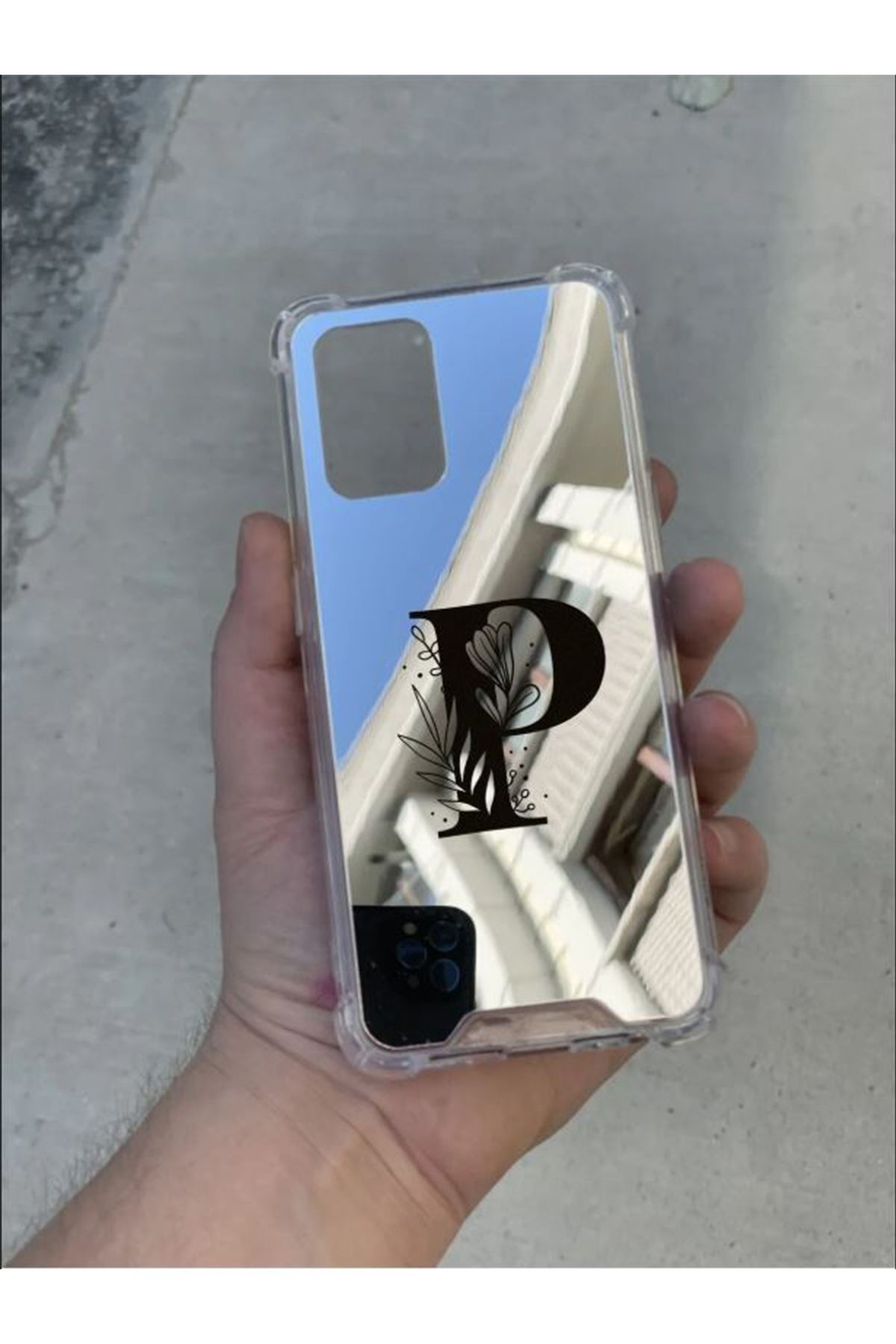 PERAX Samsung Galaxy A25 Uyumlu Gümüş Aynalı Darbe Korumalı P Harf Tasarımlı Silikon Kılıf