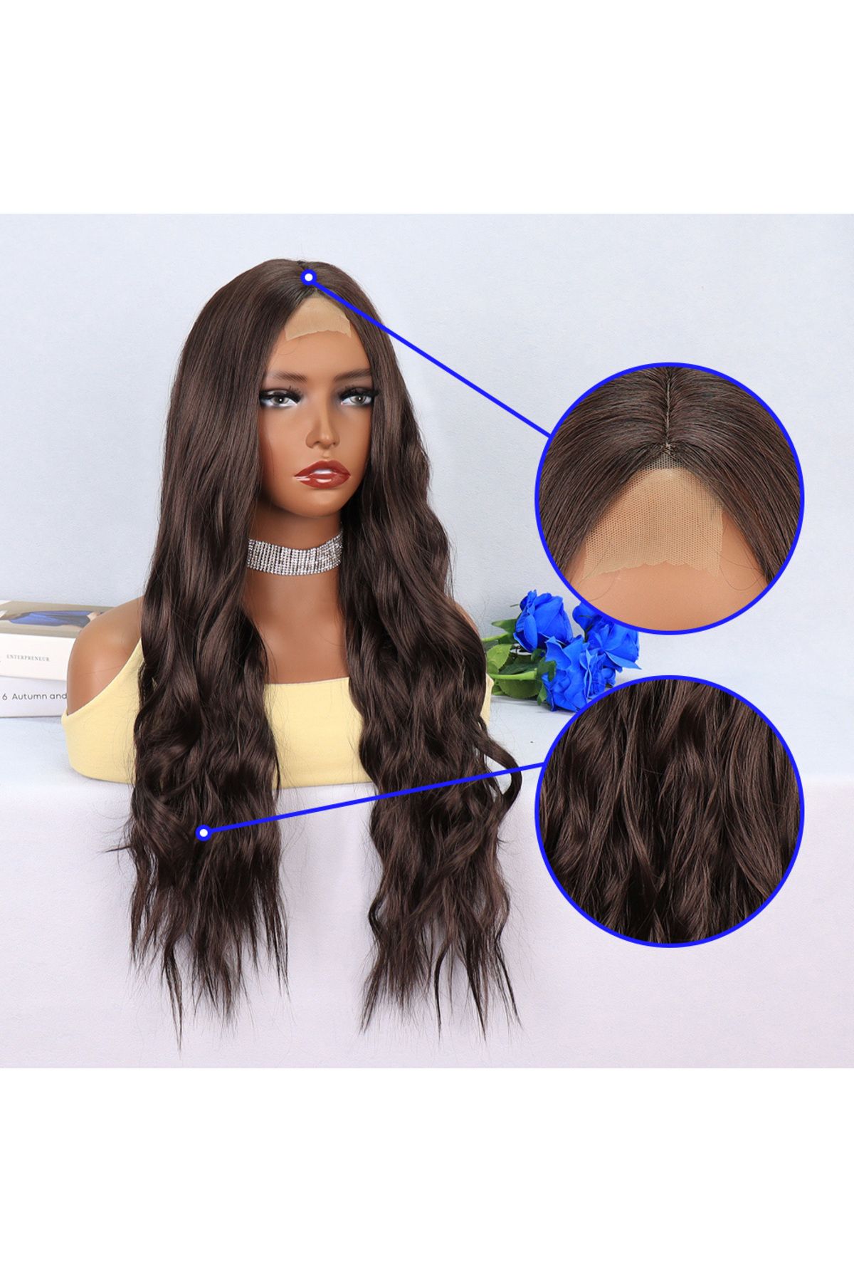 doremodam-Dark Auburn Wavy Long Tulle Wig - 582386 -1453 4
