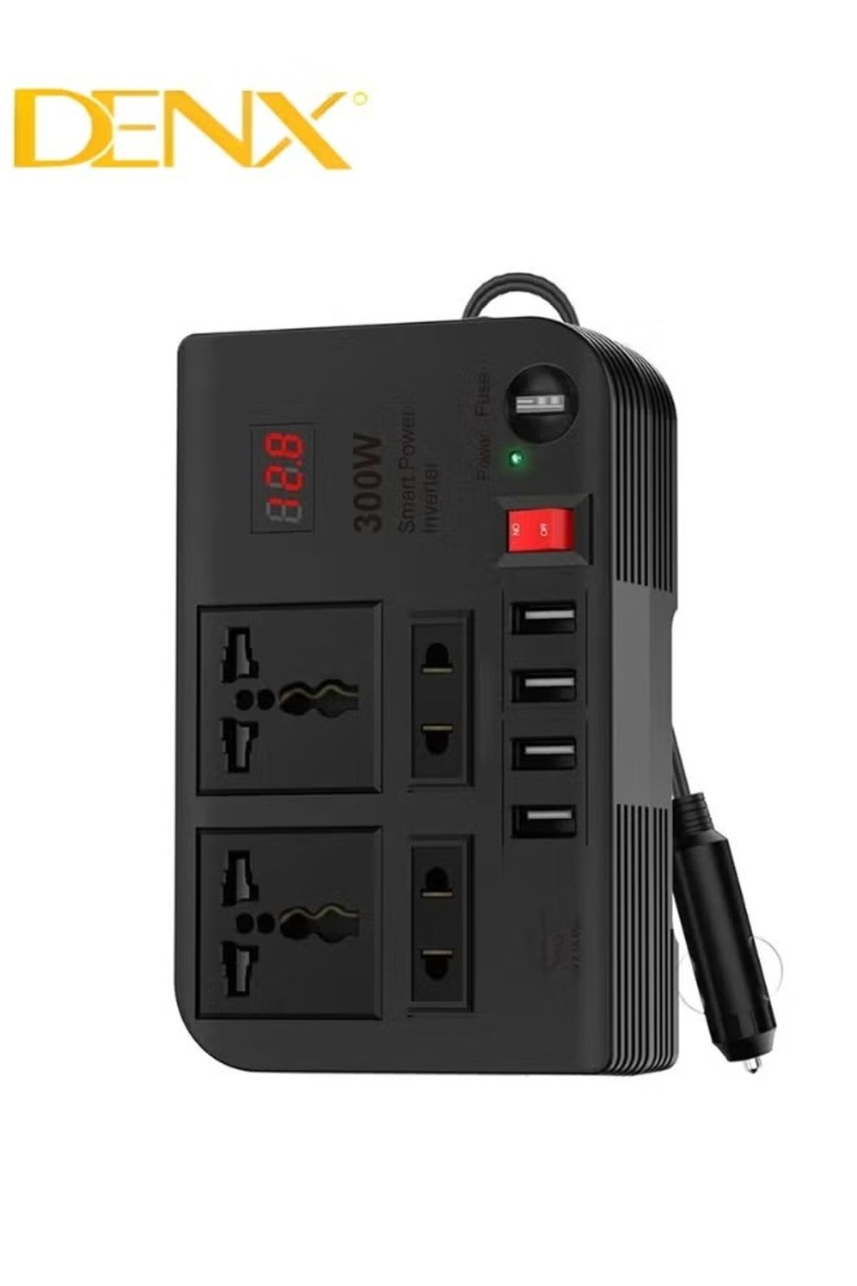 Denx-Car Power Inverter, 12V to 220V High Frequency Modified Sine Wave Inverter 300W Multi-Port 4
