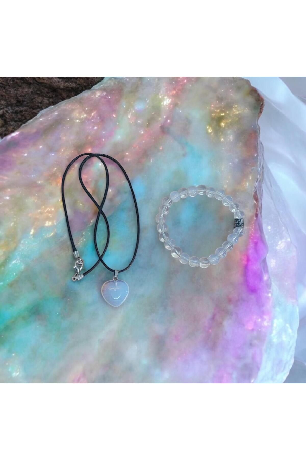 Mithril-Club Natural Opal Stone Bracelet and Necklace Set 2