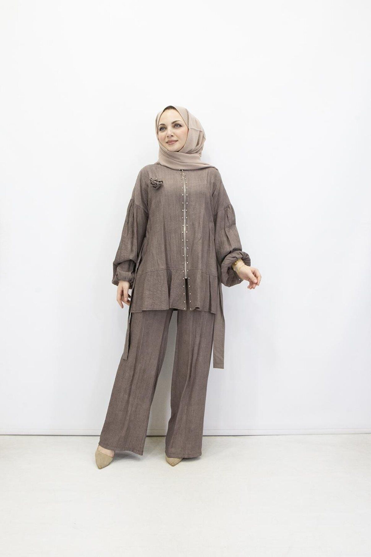 feray kaya-6005 Feray Kaya 6005 Strawberry Fabric Tunic Set 5
