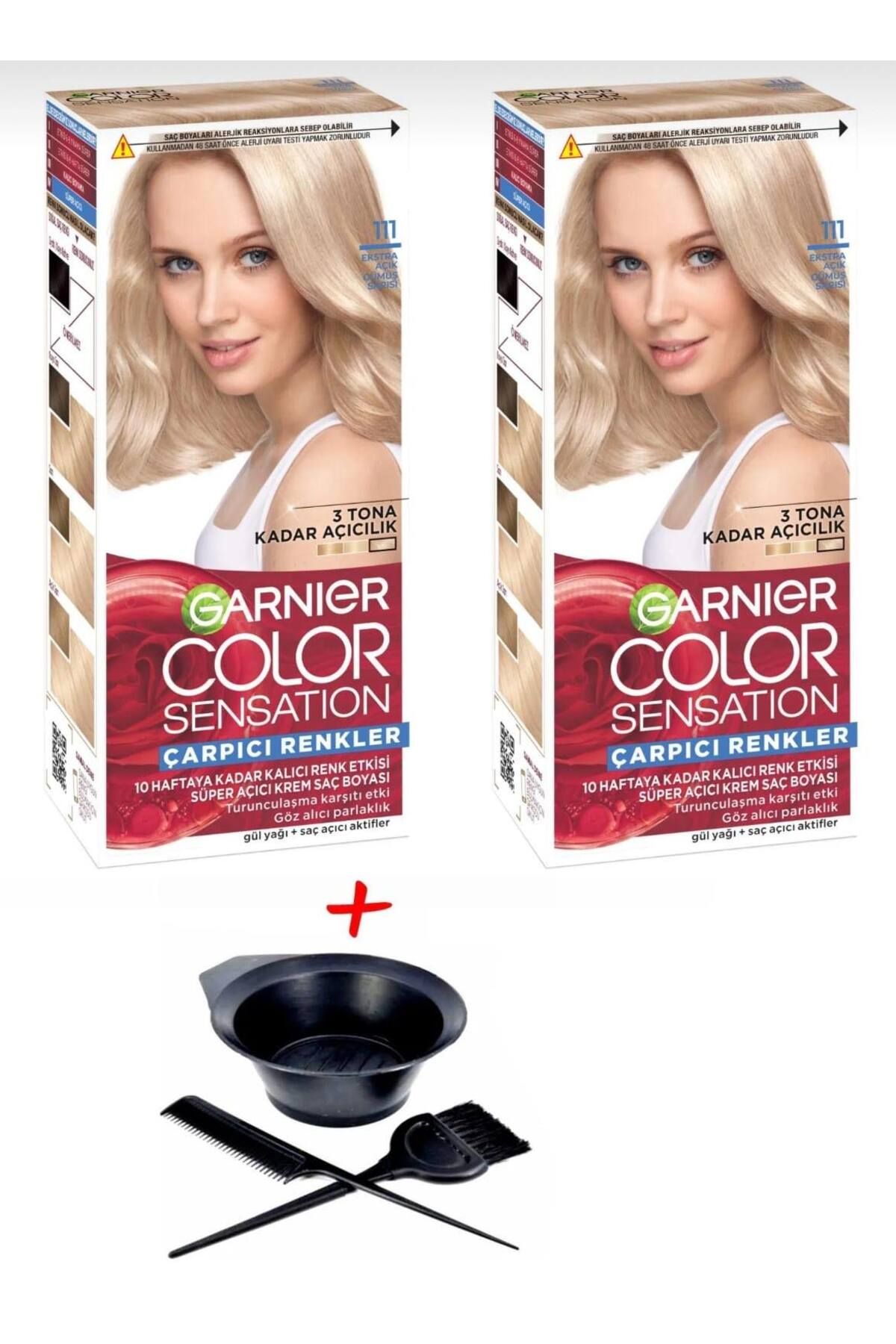 رنگ مو مردانه و زنانه رنگهای قابل توجه 111 EXT.AUT SILVER YELLOW 50ML X 2PC+مجموعه نقاشی Garnier
