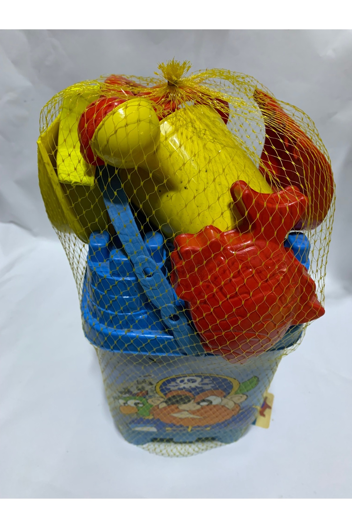 abnturk Büyük Boy 8 Parça Korsan Temalı Erkek Çocuk Plaj Deniz Kum Kova Seti Kürek Tırmık Suluk Set fotoğrafı 2 (önizleme)