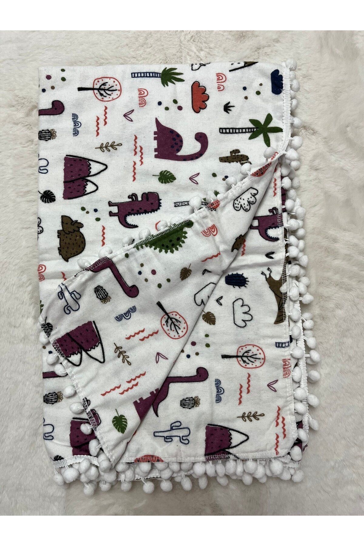 Berço Dinazor Kaktüs Ponponlu Çift Kat Pazen Örtü 100*120 cm