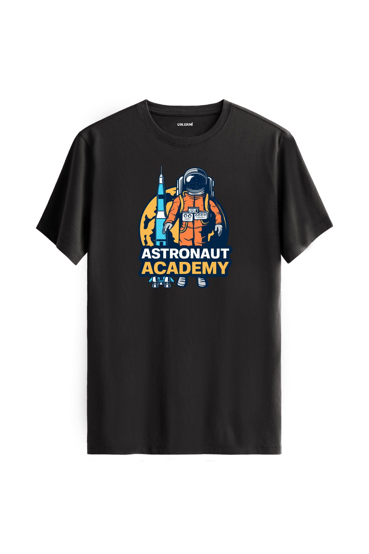 Colermi Astronaut Academy Baskılı Unisex Antrasit Tişört