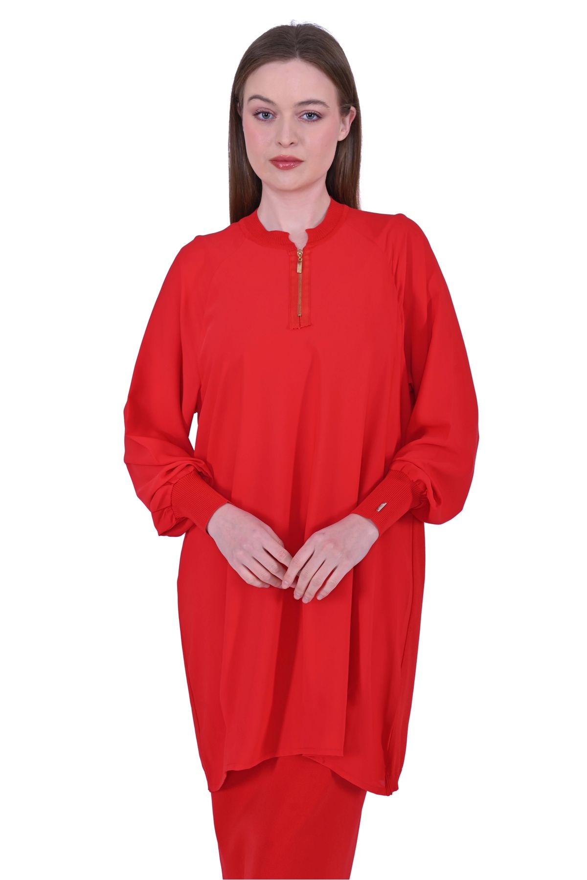 Invee-INVEE 6899 Model Red Tunic 5