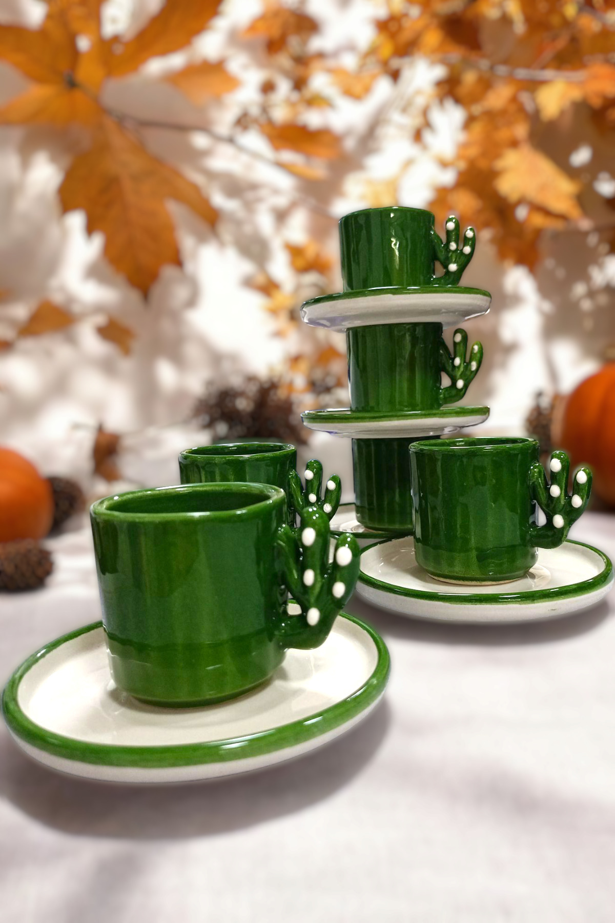 Salizera-Hand Made Cactus Cup Set for 6 People - Green Hand Made Cup Set 4
