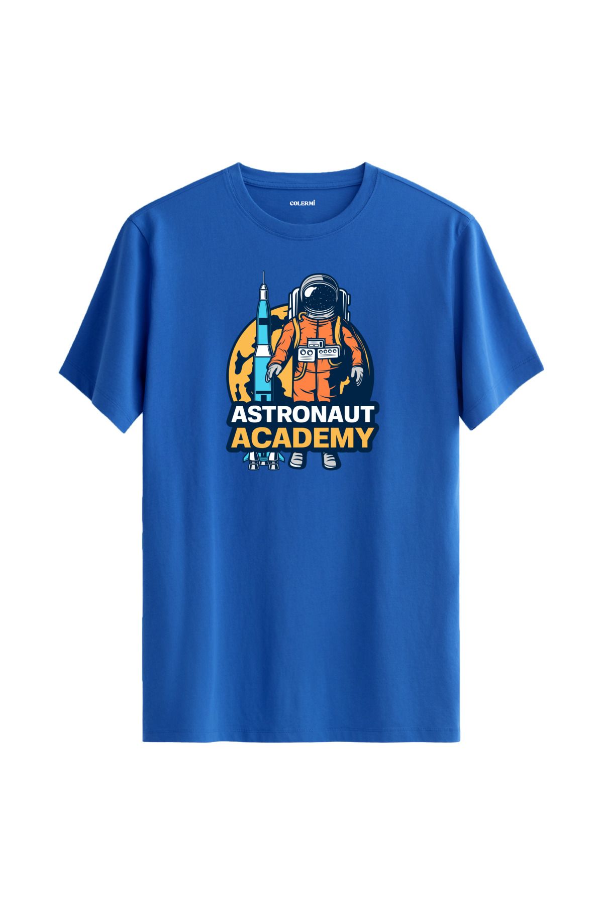 Colermi Astronaut Academy Baskılı Unisex Mavi Tişört