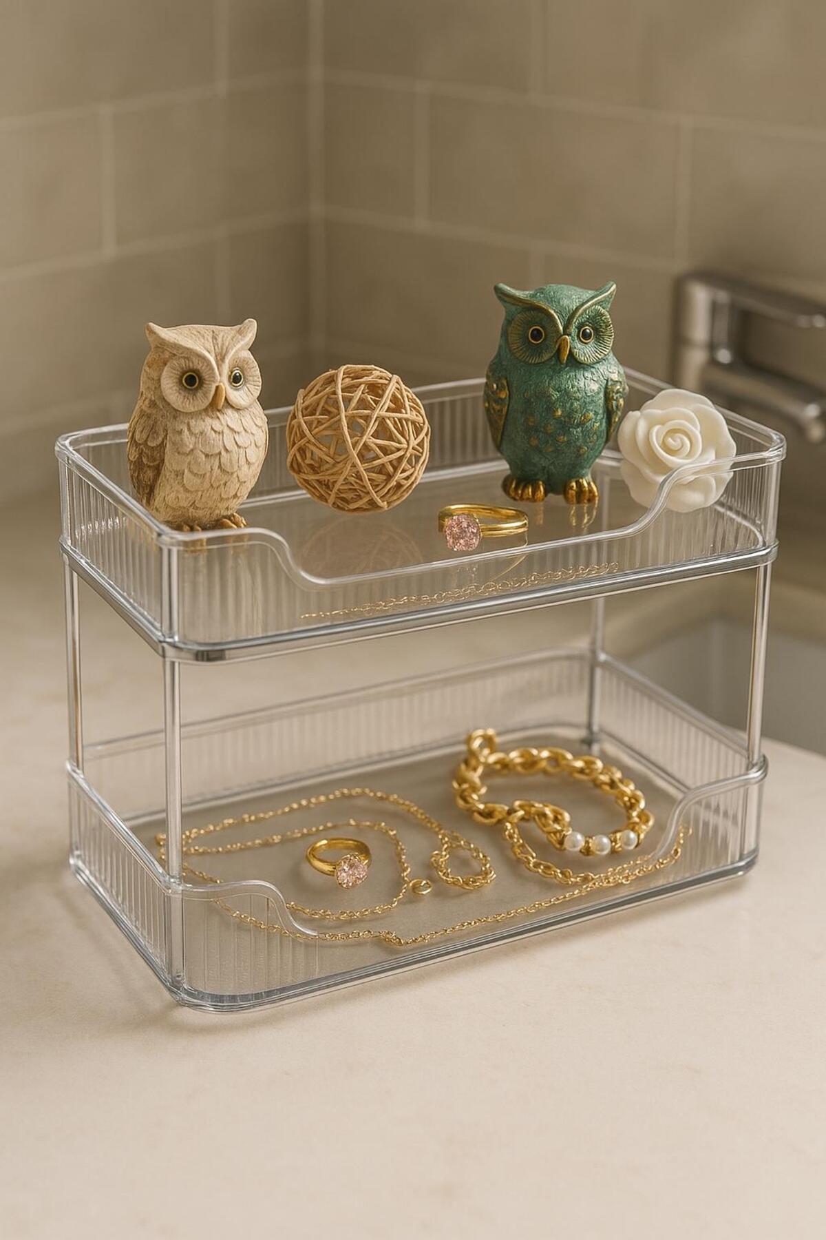 Bambus Home-2 Layers Makeup Organizer Makeup/Cosmetic/Kitchen/Bathroom/Jewelry Organizer Multipurpose 4