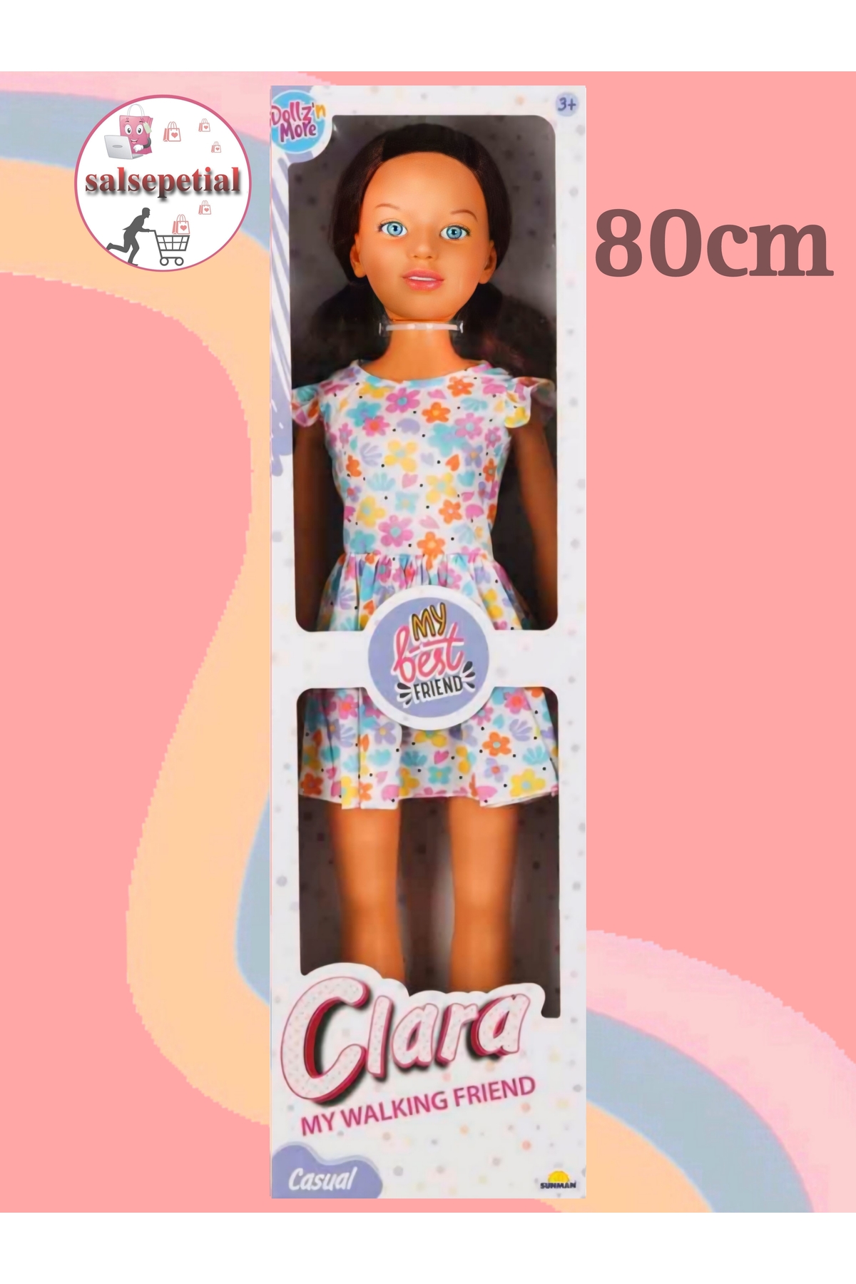 Salsepetial Büyük Boy Et Bebek 80cm Yürüyüş Arkadaşım Clara Bebek 80cm Oyuncak Bebek Çiçekli Elbiseli fotoğrafı 7 (önizleme)