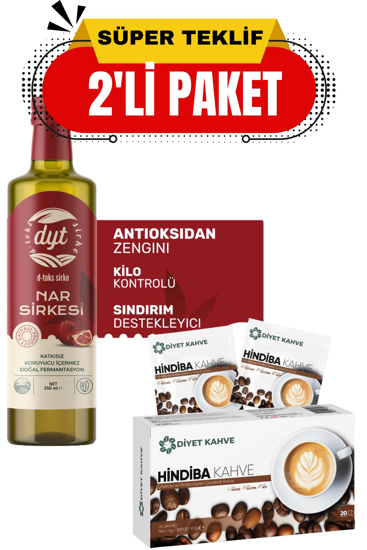 dyt diyet kahve Hindiba Kahve Şase Ve Dyt Detoks Nar Sirkesi (İKİLİ PAKET)