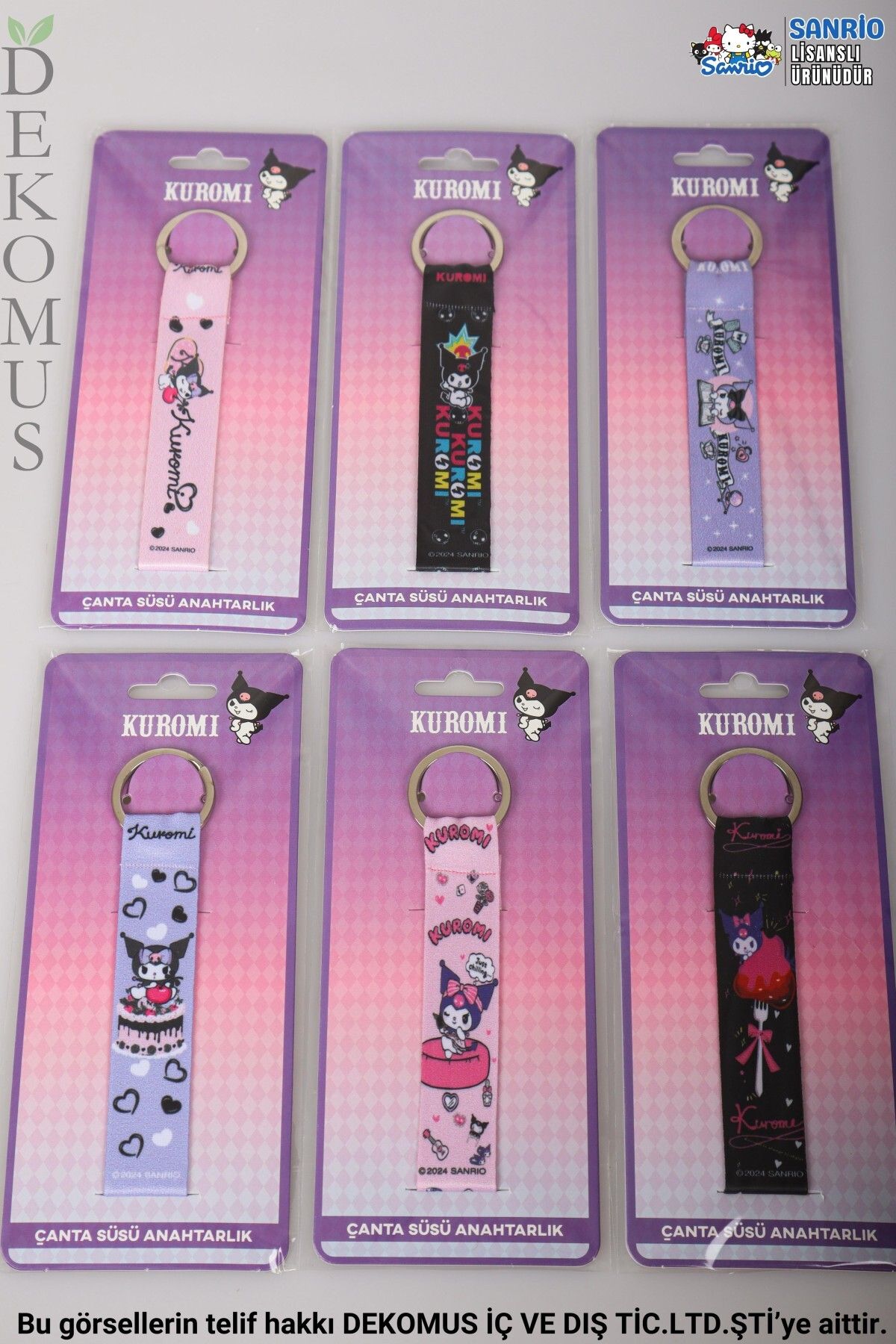 kuromi DEKOMUS İLE LİSANSLI YENİ SEZON KUROMI 2'Lİ ÇANTA SÜSÜ ANAHTARLIK