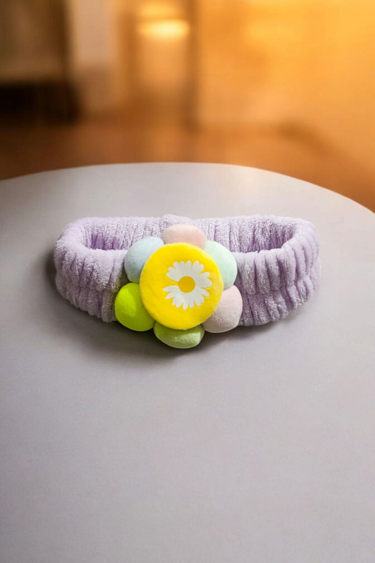 KANİNCHEN Kadın Süper Soft Spa Yüz Yıkama Elastik Saç Bandı Makyaj Saç Bandı Papatya Figürlü Saç Bandı
