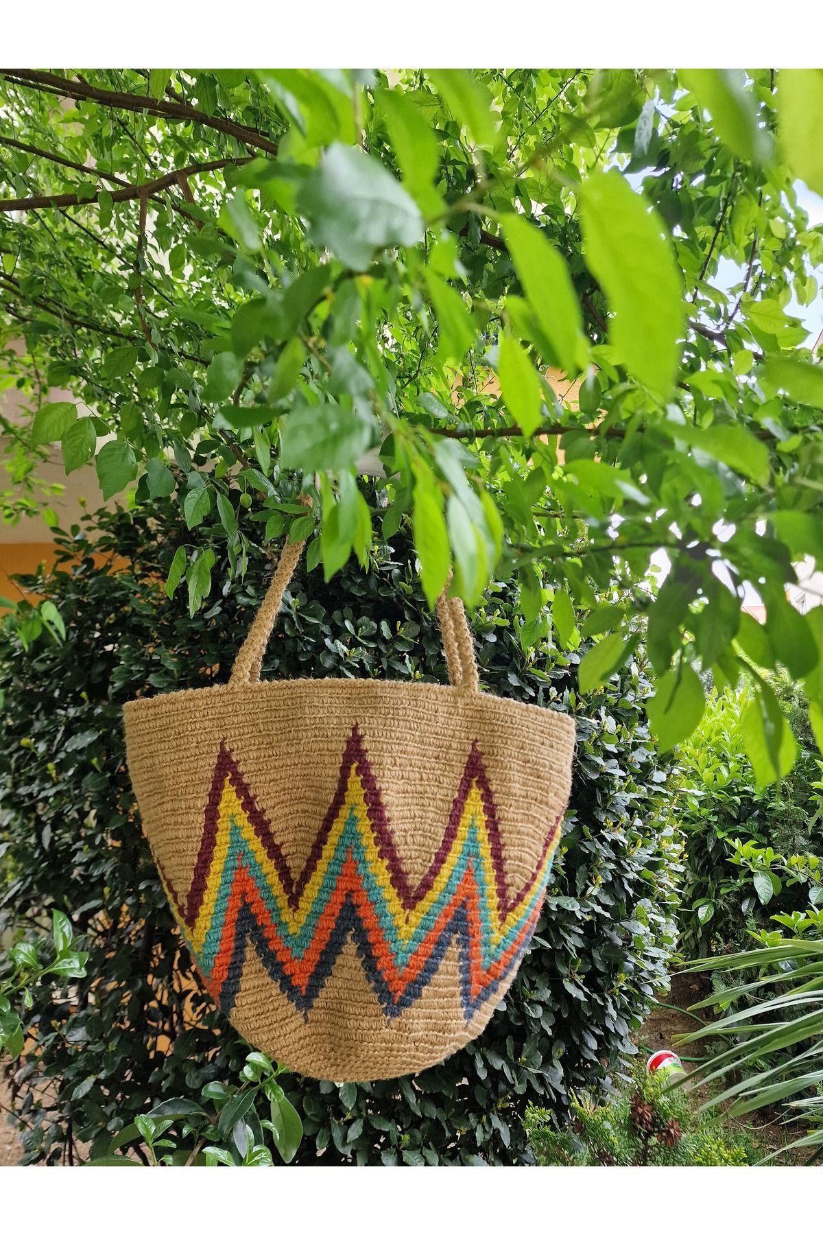 Hobi Kafe-Bohemian Wicker Beach Bag Jute String Built, Unlined 3