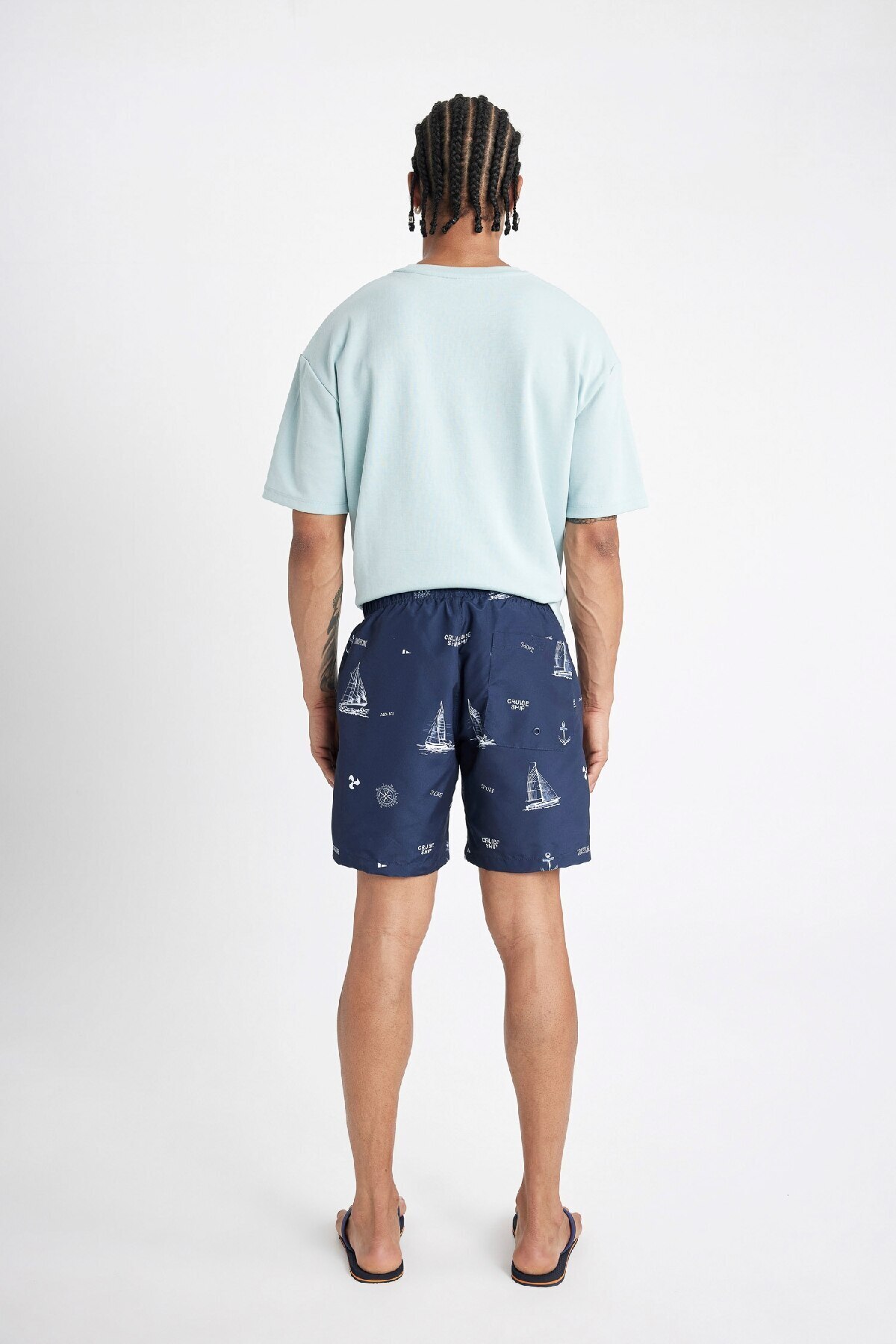DeFacto-Gemusterte Badeshorts mit normaler Passform M8344az 7