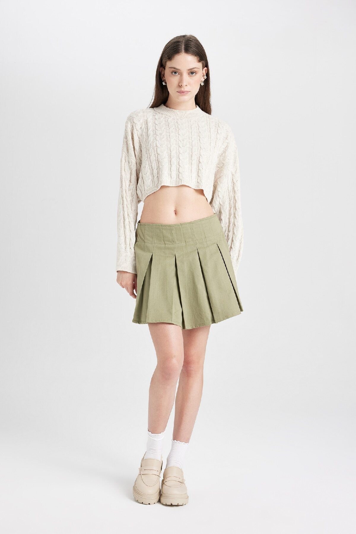 Coool Piliseli Normal Bel Basic Düz Gabardin Mini Etek D5265ax24au - 2