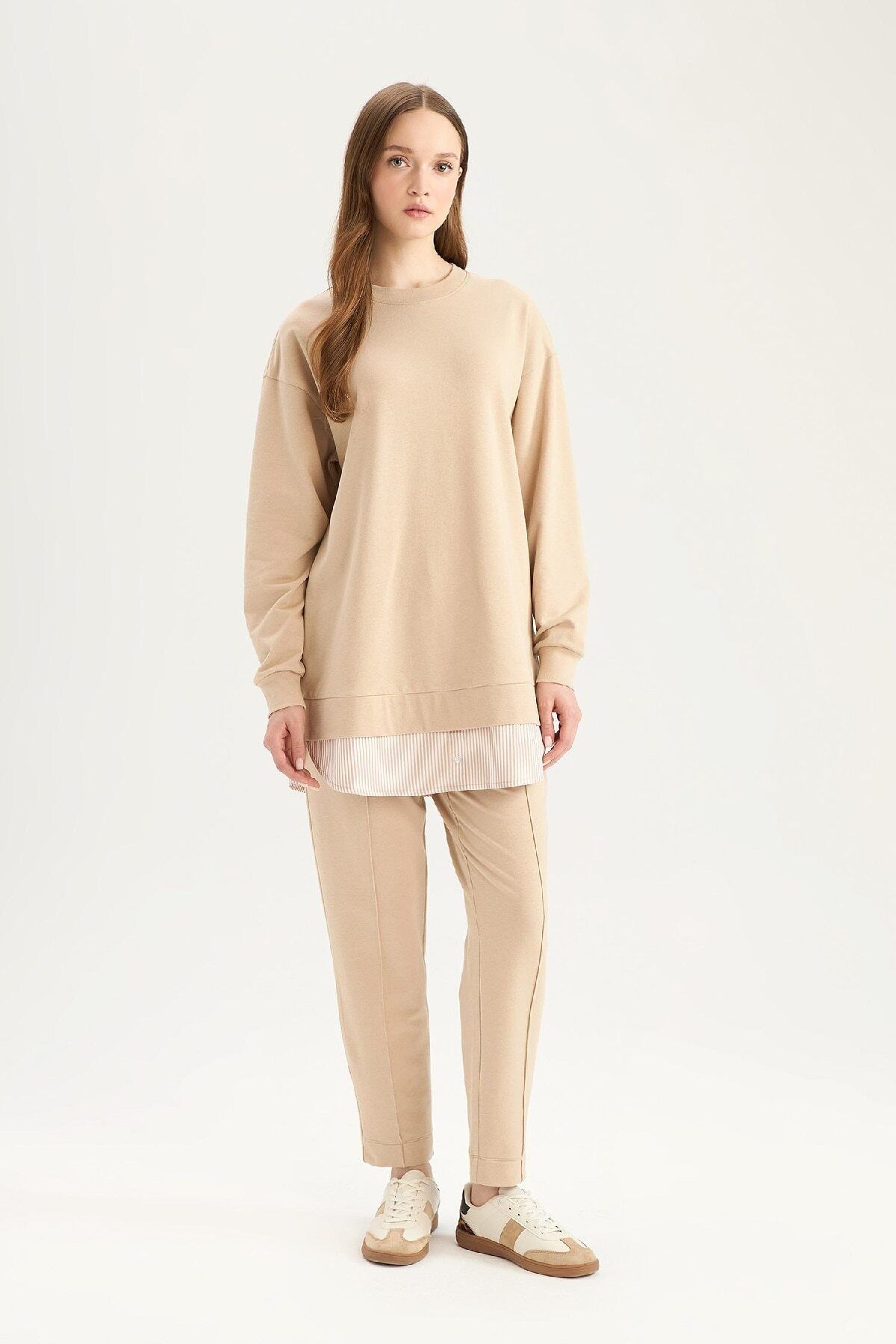 DeFacto-Pantaloni din țesătură din hanorac simplu Harem Basic D9363ax25sp 4