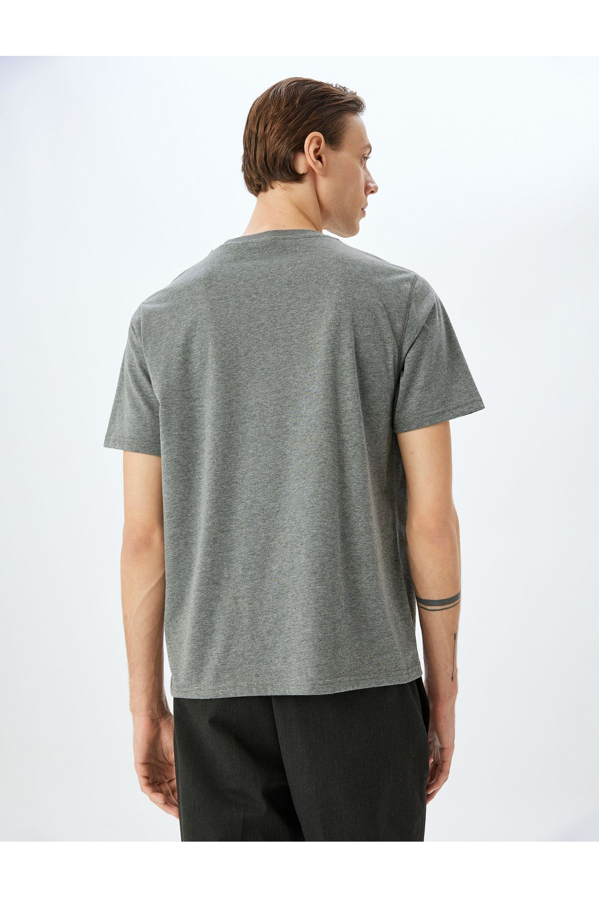Koton-Short Sleeve Crew Neck Regular Fit Cotton Blend Basic T-Shirt 4