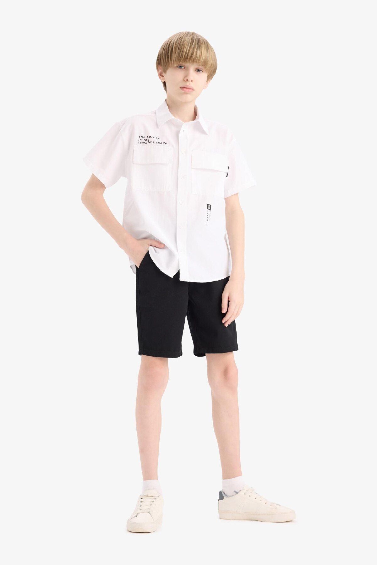 DeFacto-Αγόρι Basic Απλό Σορτς Gabardine με Τσέπη C2955A825SM 2