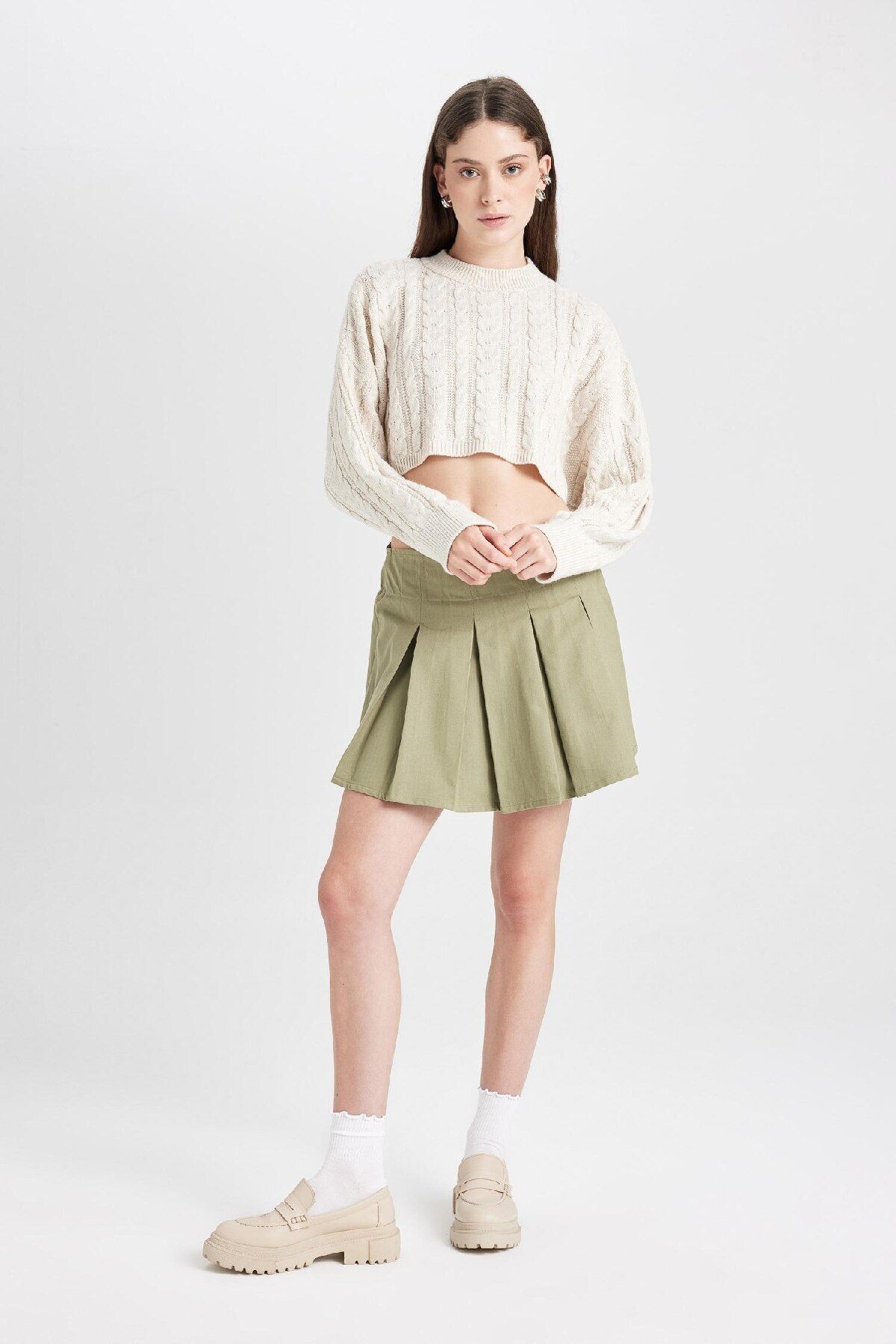 Coool Piliseli Normal Bel Basic Düz Gabardin Mini Etek D5265ax24au - 4