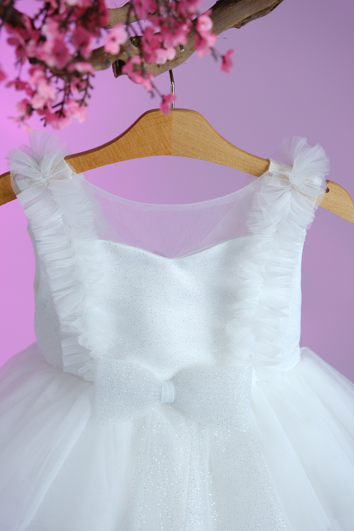 Pina Kids-Glittery Girl's Evening Dress with Bow Detail on the Waist Aby.4006 4