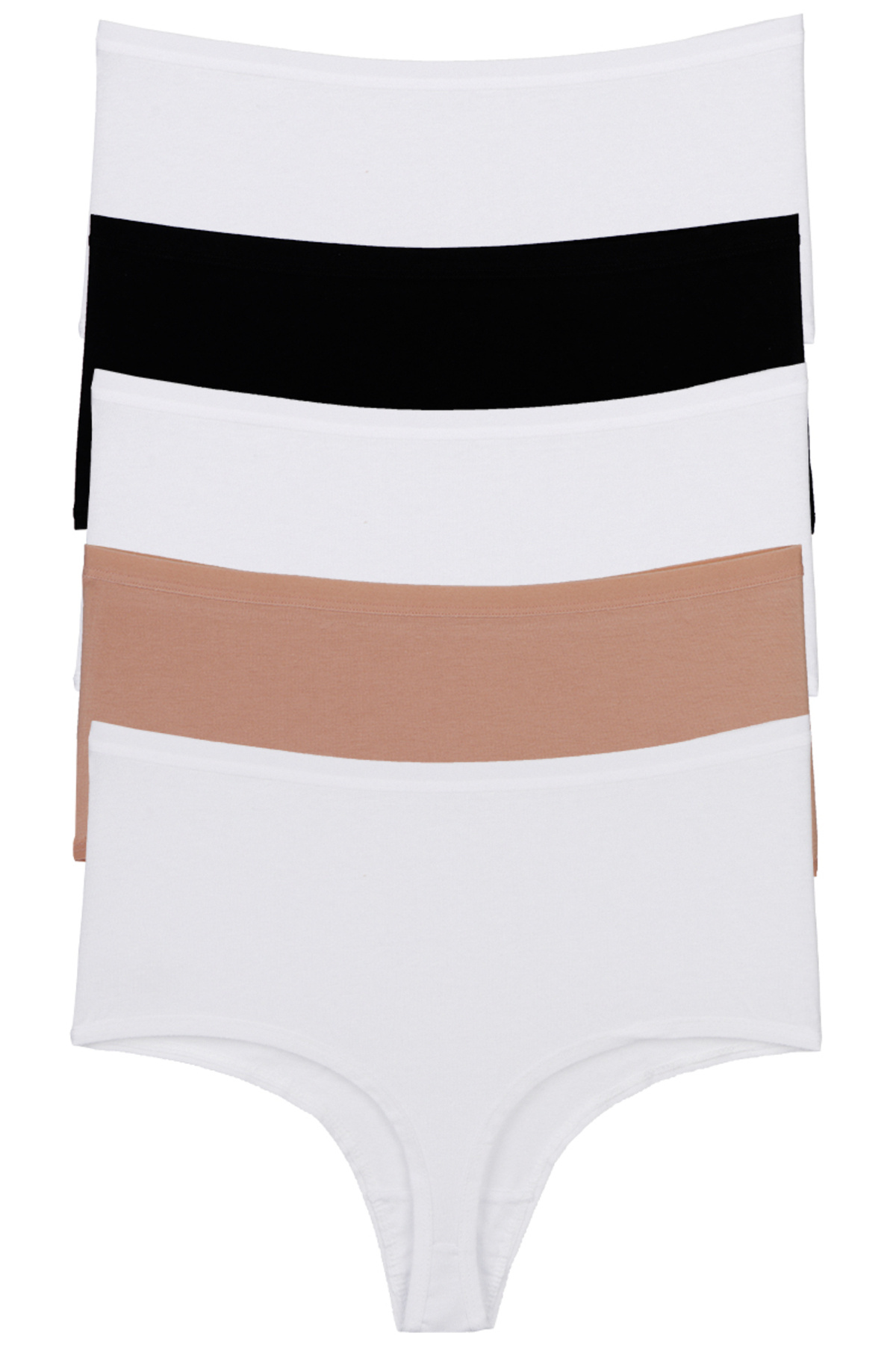 Nicoletta Dámské kalhotky Tanga s vysokým pasem Velká velikost 5 balení Mixcolor