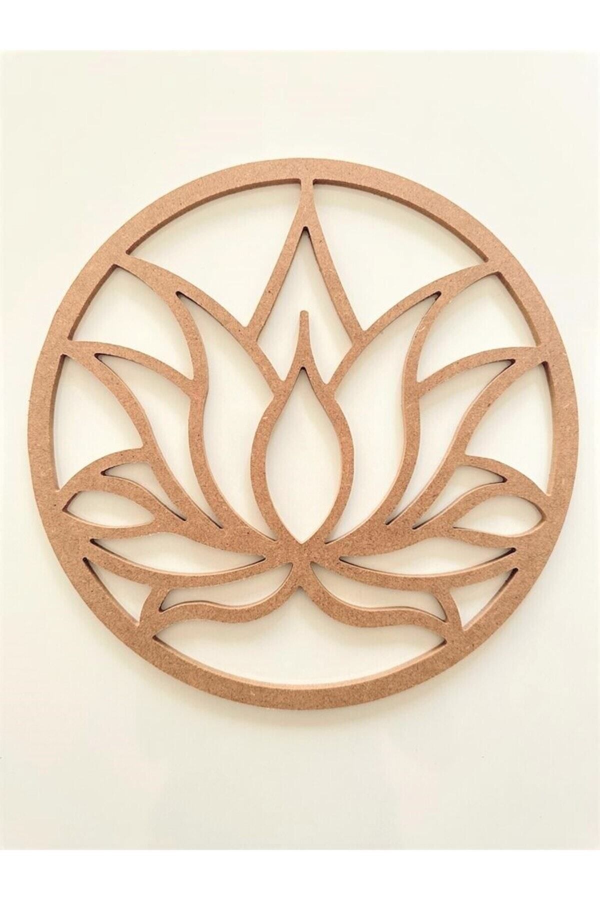 DEKOLOBİ Scripete Din Lemn Cu Model Flori De Lotus / Mdf Brut 6 Mm Lotus Vopsit 40 Cm - Mărime unică