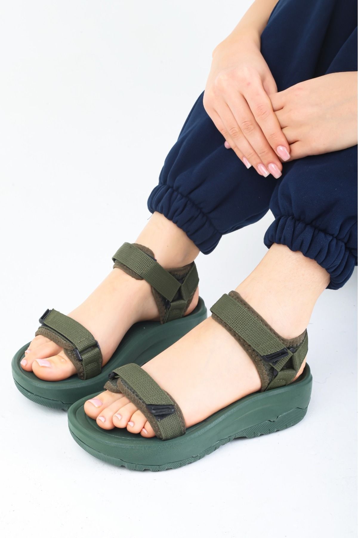 Ecru-Beige Women's Sandals - Velcro Trekking (Soft Lightweight Ruhut Comfortable Stylish) 3