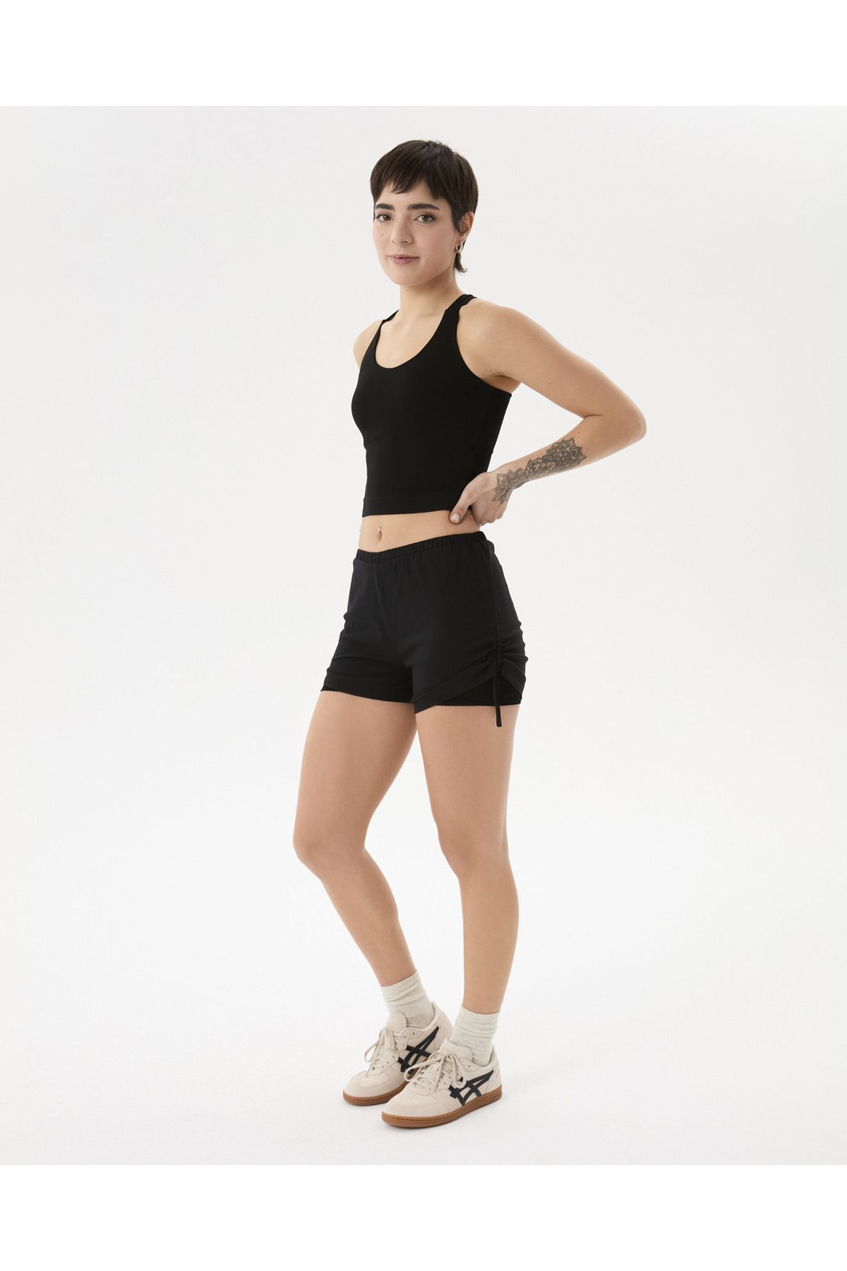 Ayma Active-Black Double Layer Drawstring Shorts 5