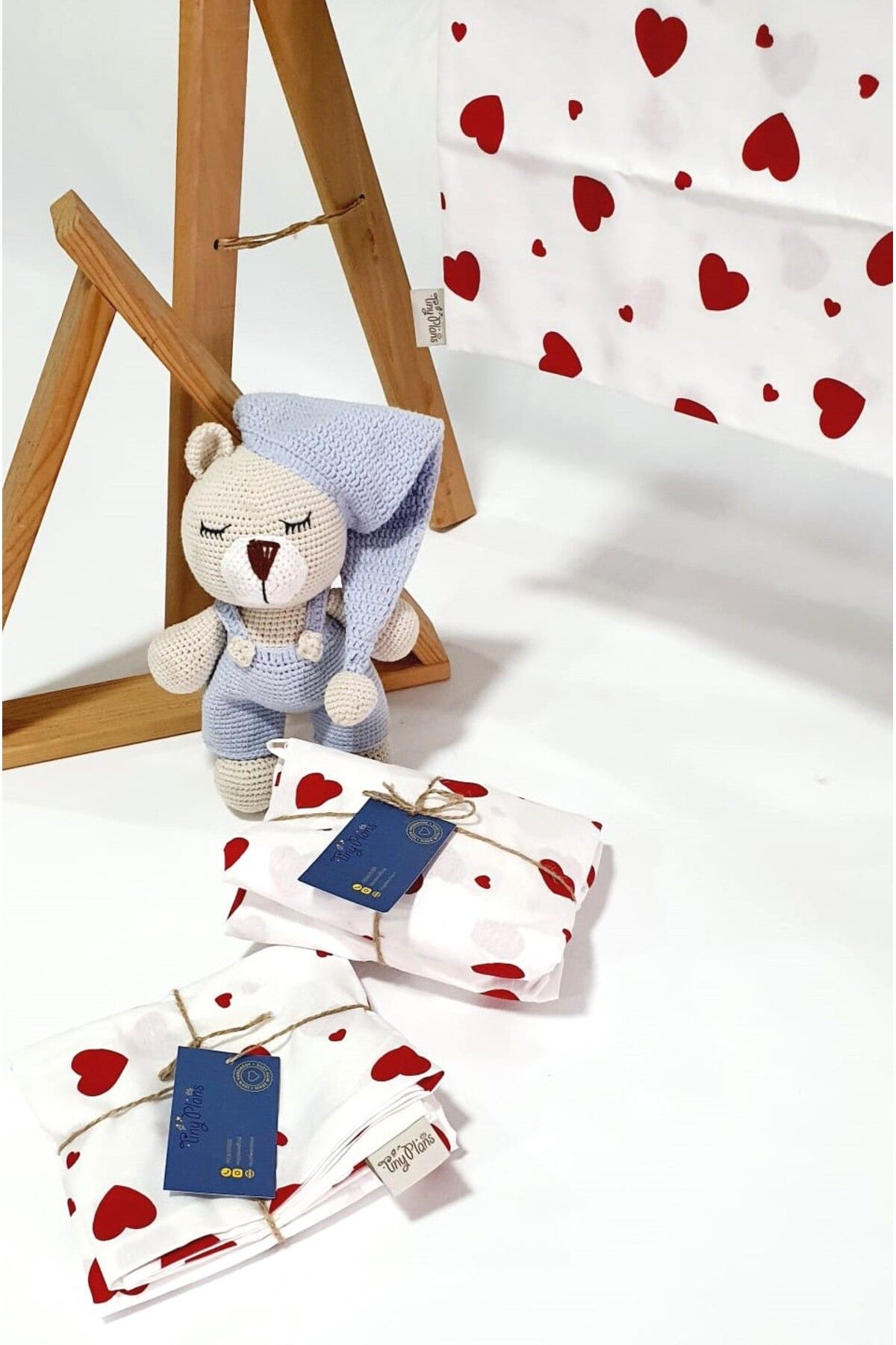 tiny plans-Heart Pattern Elastic Single Sheet Pillowcase Set 3