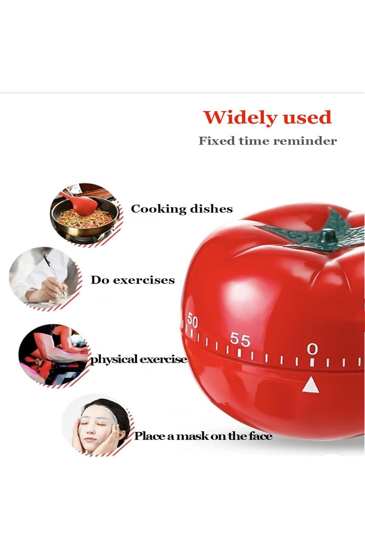 COOYA-Kitchen Timer, with Tomato Shape, Mechanical Wind Up 60 Minutes Timer with 360 Degree Rotating 5