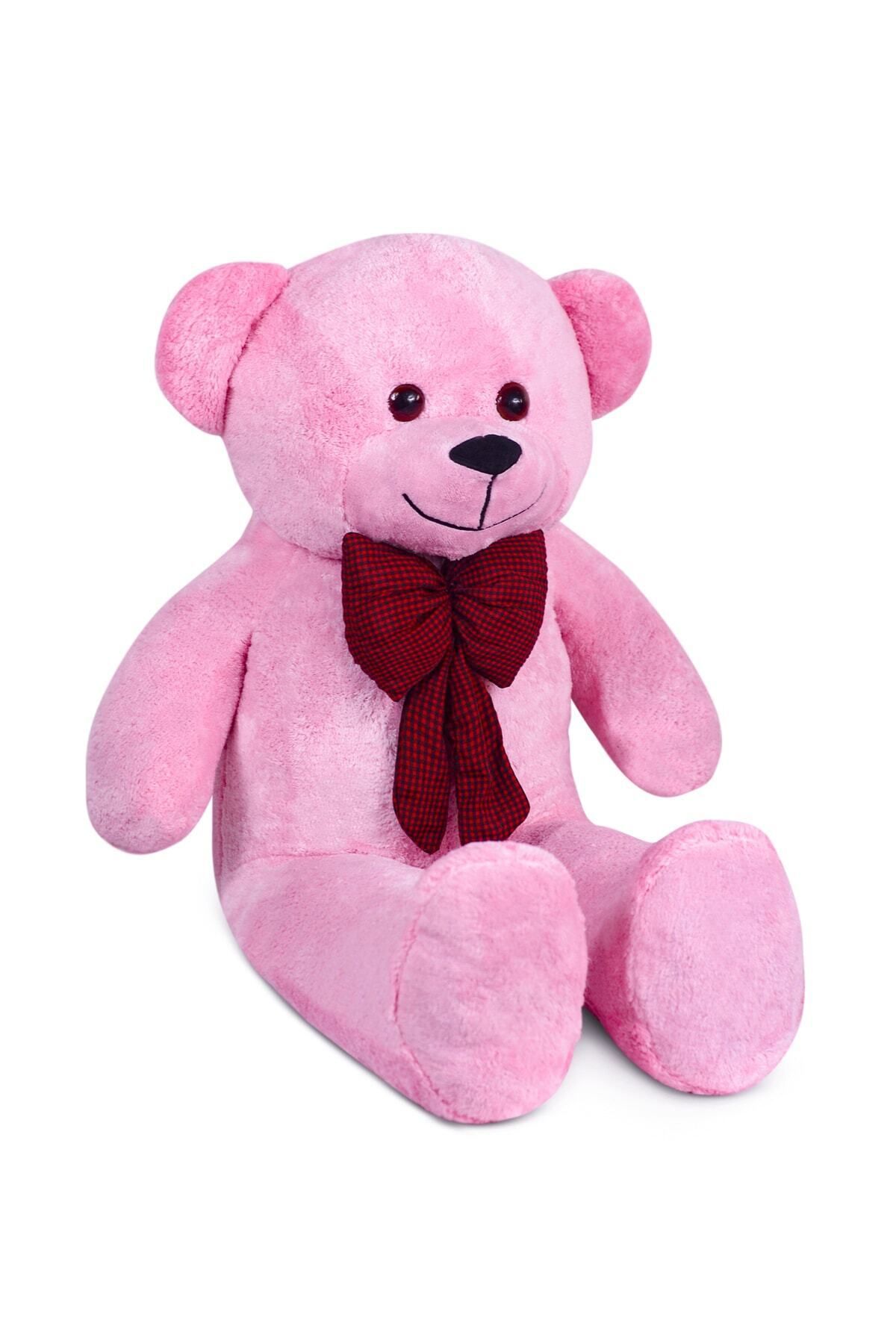 HARİKA PELUŞ FABRİKASI-120-100 Cm Big Pink Teddy Bear with Bow Tie 2