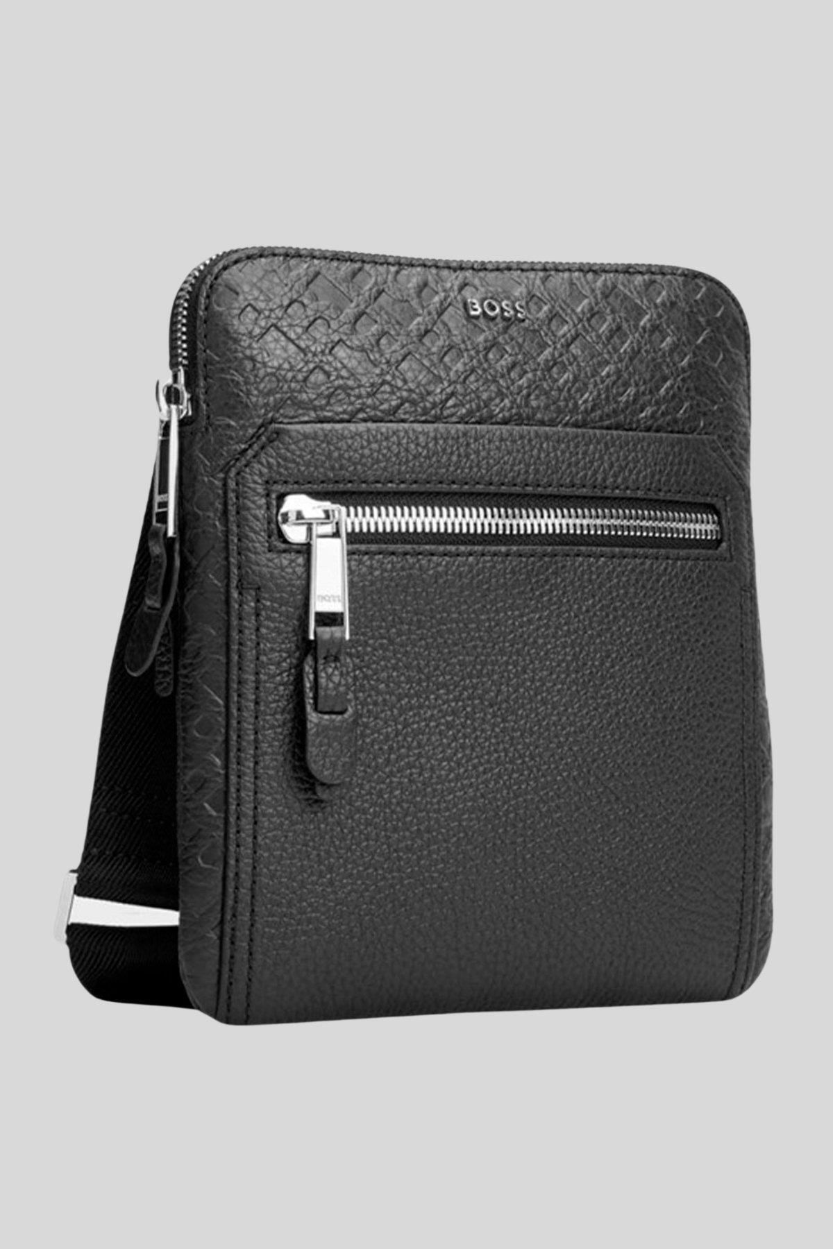 کیف شانه ای مردانه چرمی سیاه BOSS