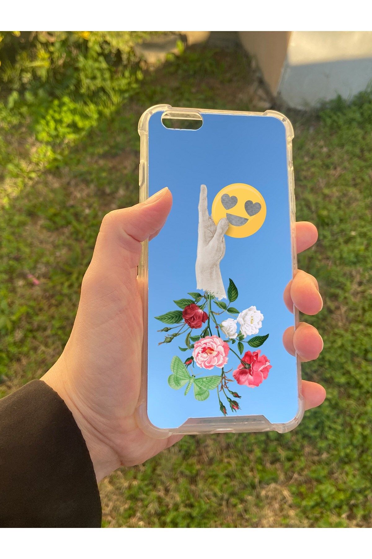 blueb İphone 6S Plus Uyumlu Aynalı Emoji Desenli Darbe Kamera Korumalı Silikon Telefon Kılıfı