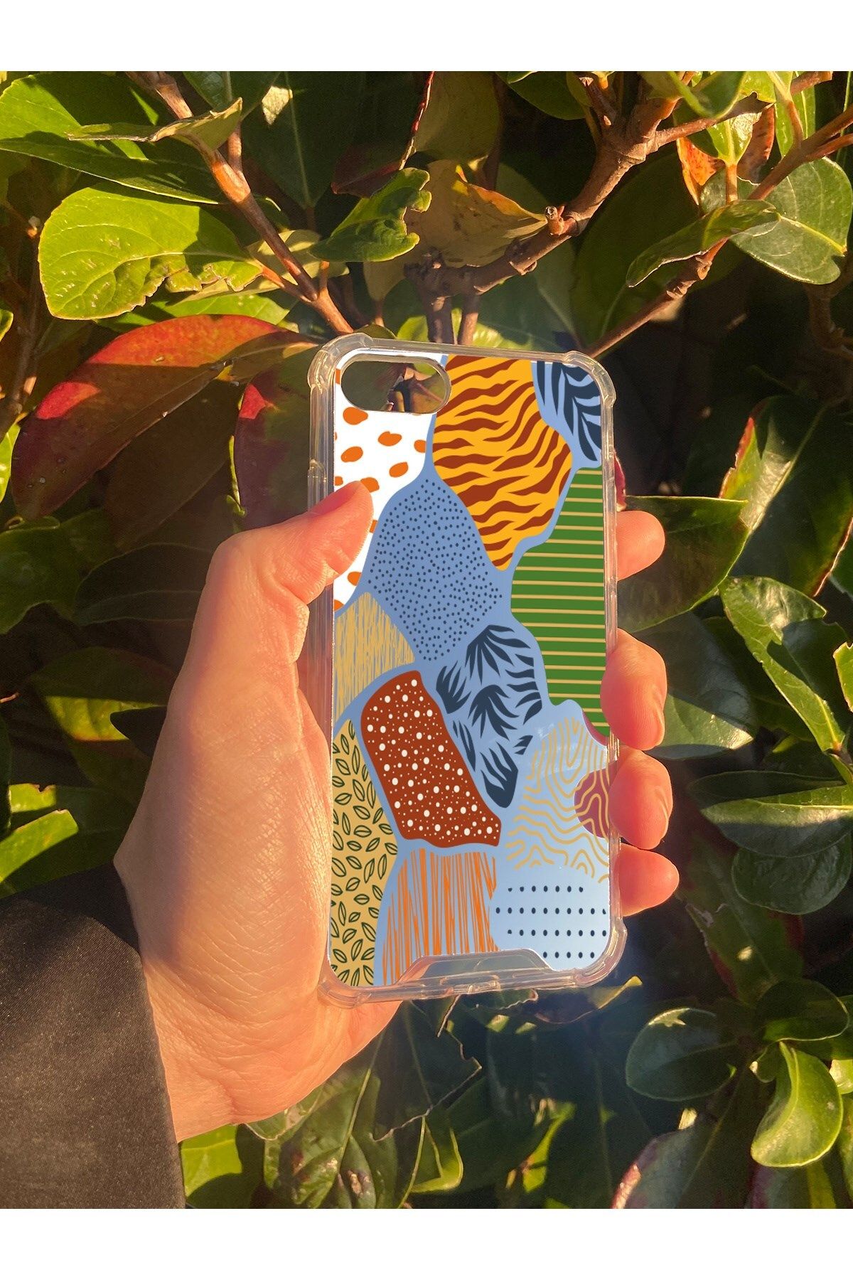 blueb İphone 8 Uyumlu Aynalı Karışık Desenli Darbe Kamera Korumalı Silikon Telefon Kılıfı