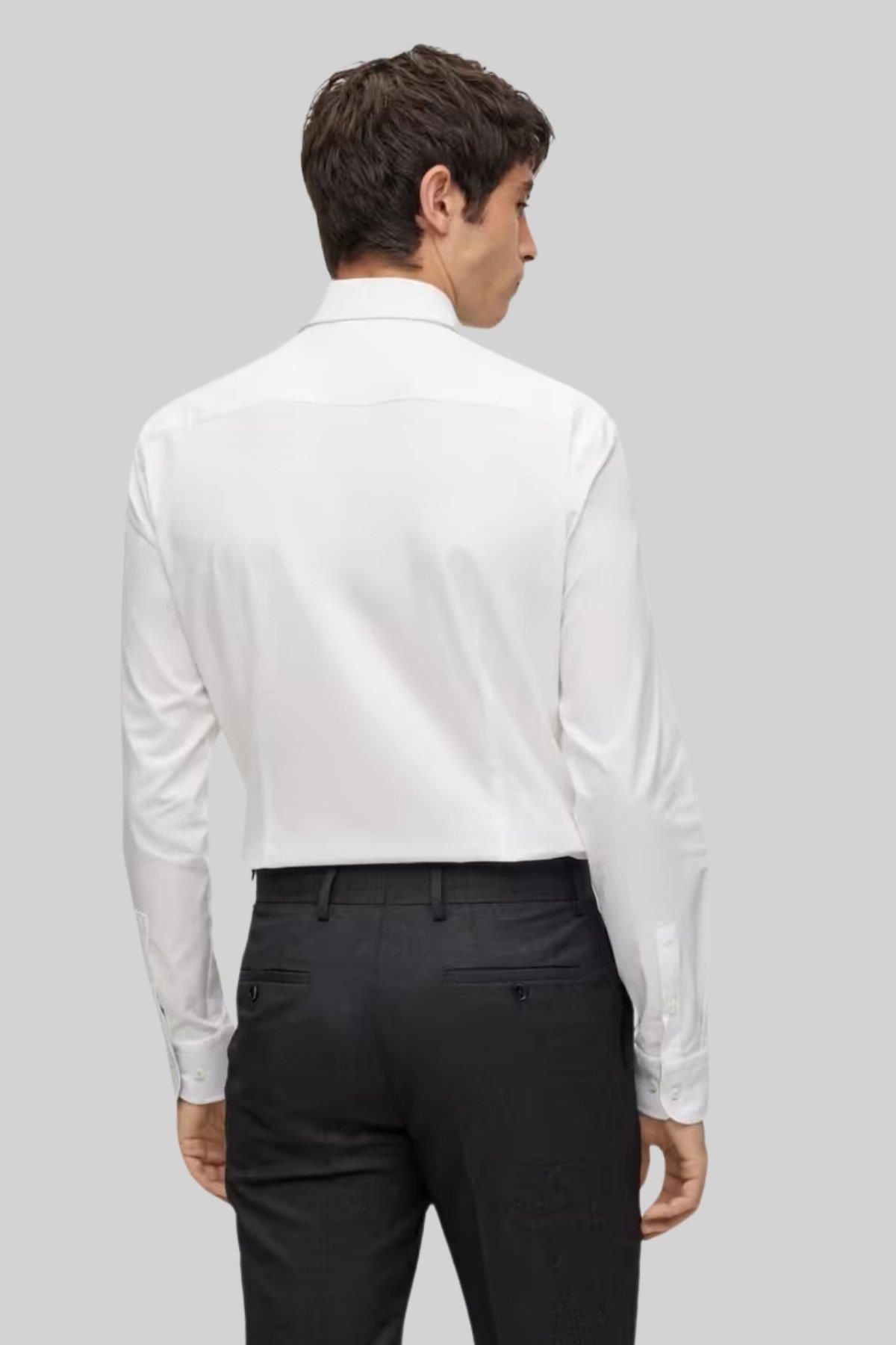 پیراهن بلوز دکمه دار مردانه یقه SLIM FIT سفید BOSS