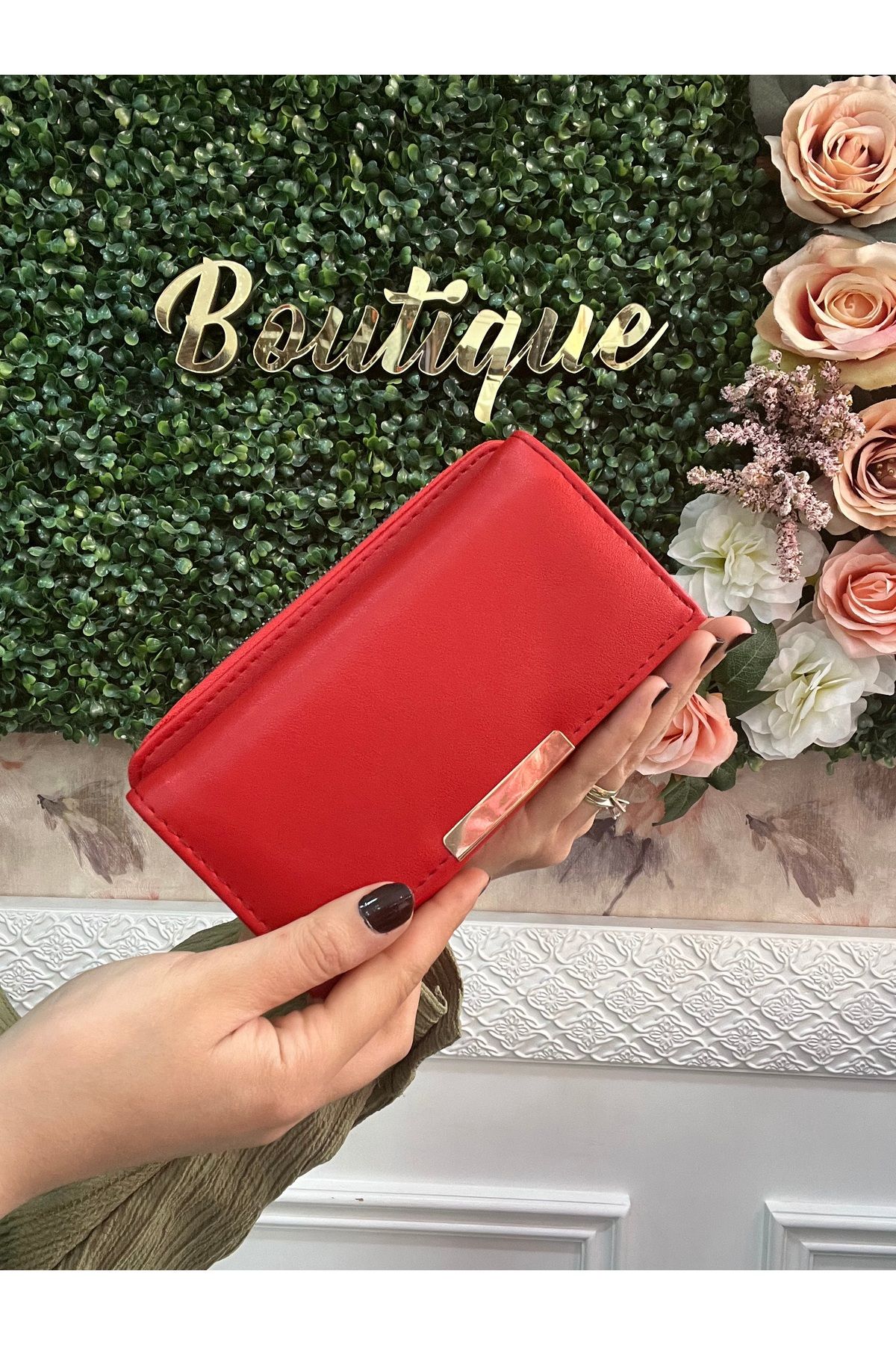 Baykuş Boutique Portofel De Damă Portofel Trend Cu Detaliu De Închidere Cu Aur Femeie - One Size