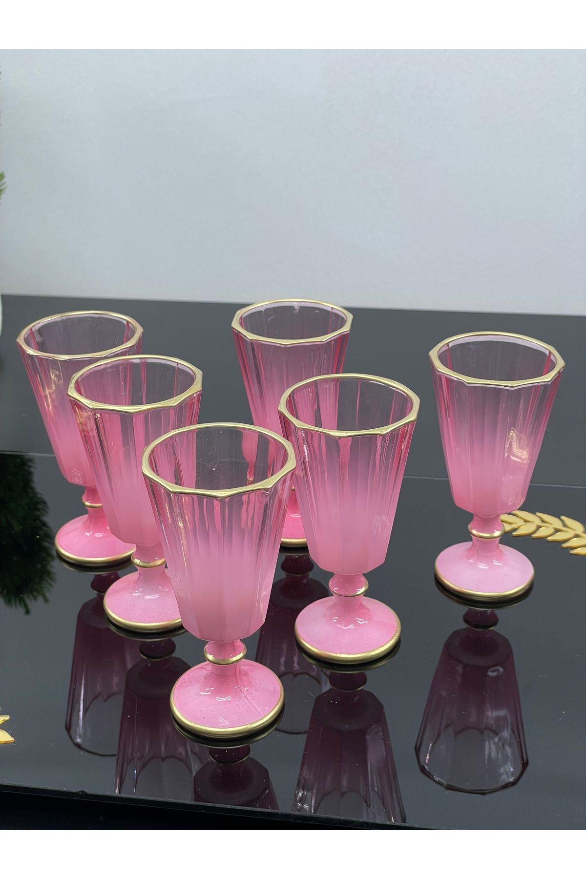 YzHome-Set of 6 Glass Colored Coffee Side Water Glass Goblet Mug Cup 75ml 2