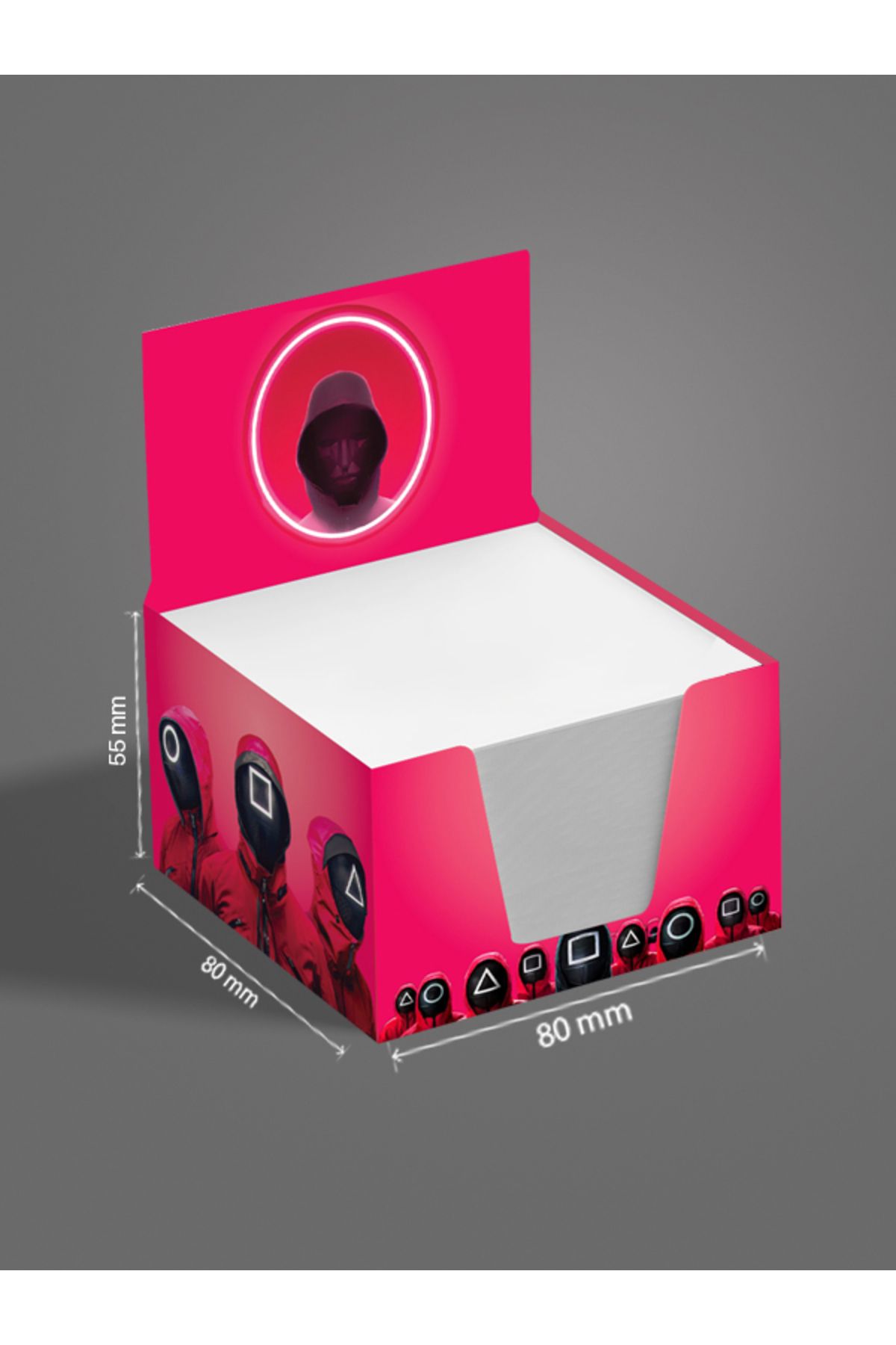 AYKUT OFSET-4Pcs,Squid Game Designed Cube Memo Pad,Boxed Block Note,Note Paper,Note Holder,Cube Note Paper 500, 8X8 3
