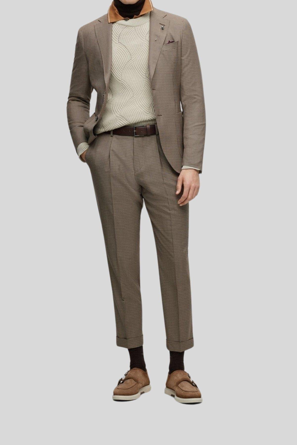 باس کت و شلوار اسلیم فیت بژ