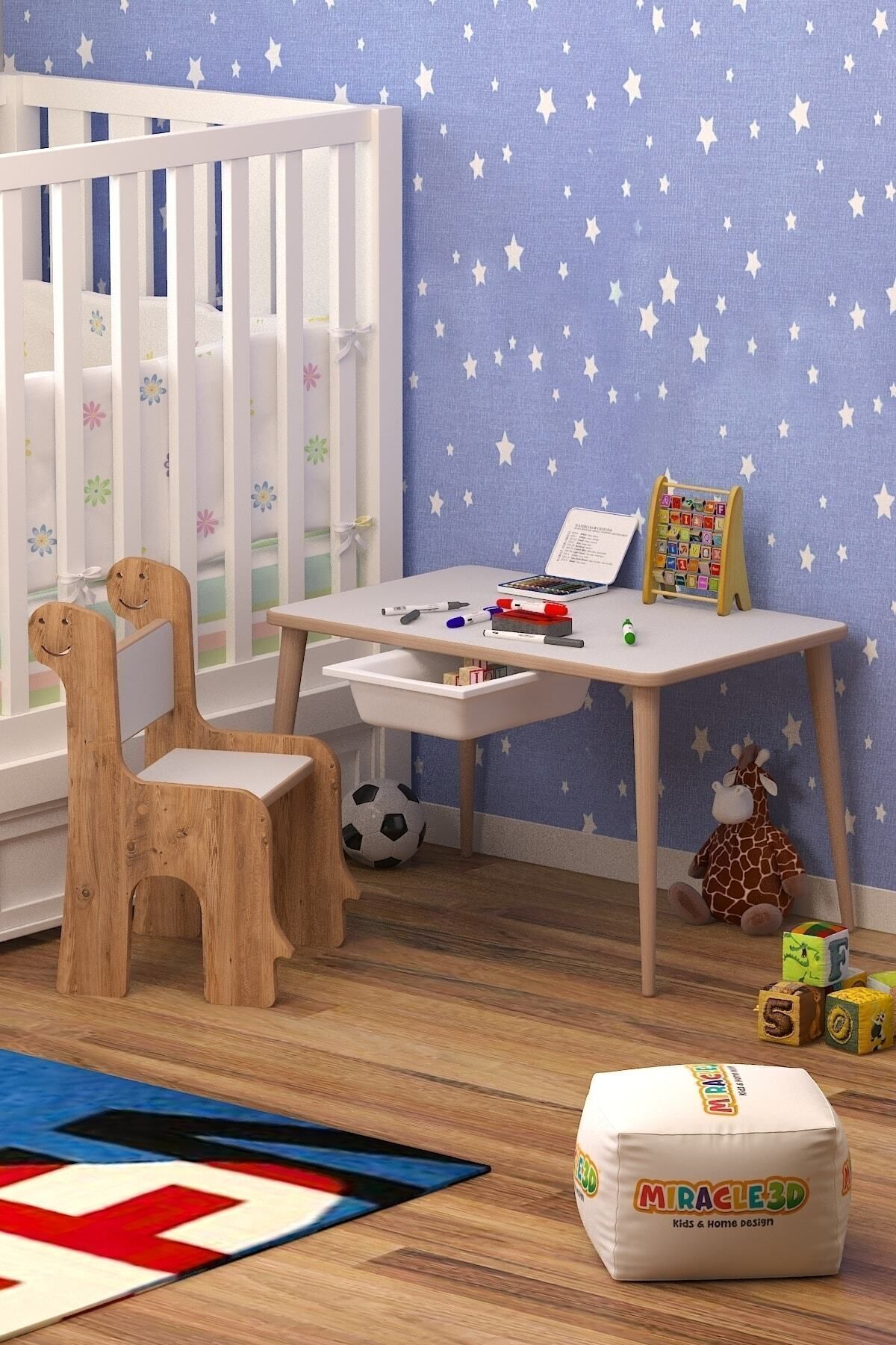 MİRACLE 3D Çocuk Oyun Etkinlik Çalışma Masası Ve Sandalye, Aktivite Masası,yaz-sil Masa fotoğrafı 6 (önizleme)