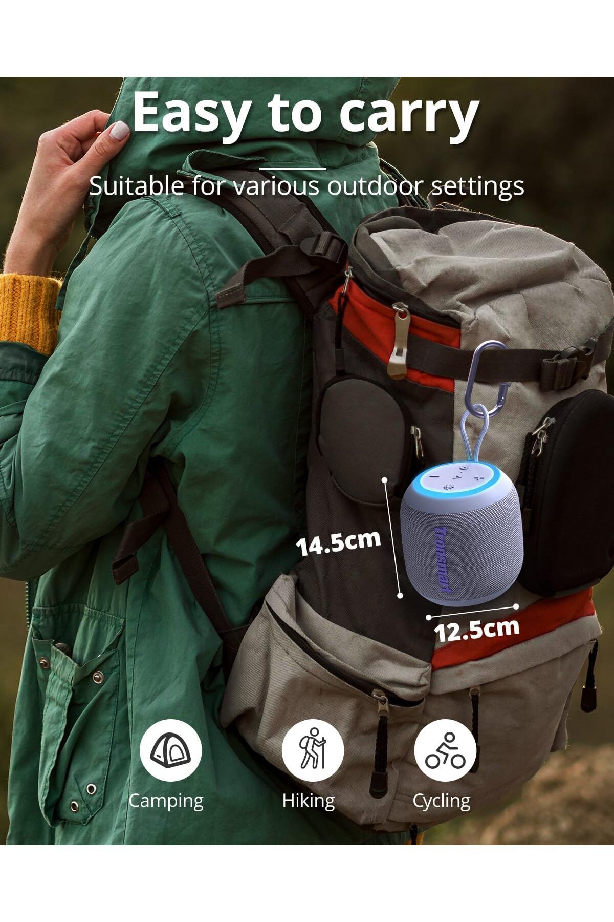 Tronsmart-T7 Mini Compact Portable Bluetooth Speaker With Lights, Stereo Sound, Bluetooth 5.3-violet 4