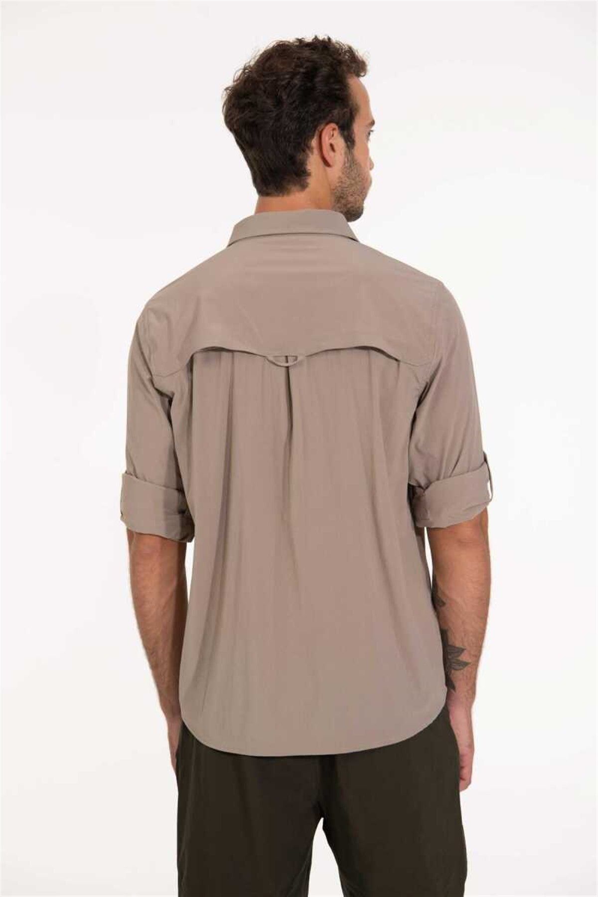 2AS-GABLIN - Ανδρικό Lycra Sweat Wicking - Μπεζ πουκάμισο εξωτερικού χώρου Quick Dry - 2ASGBL0303 5