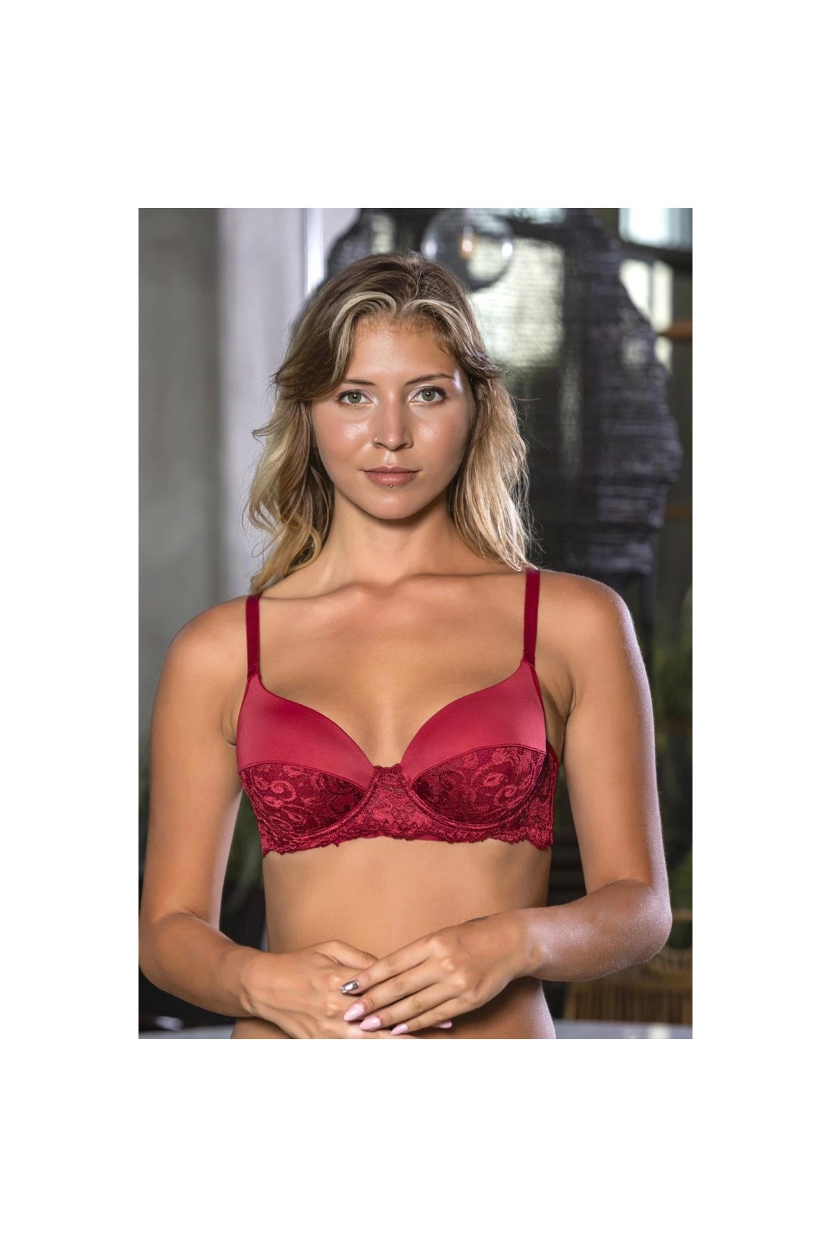 Marsilyan - DANTEL DETAYLI SÜTYEN BORDO (MGP1130)