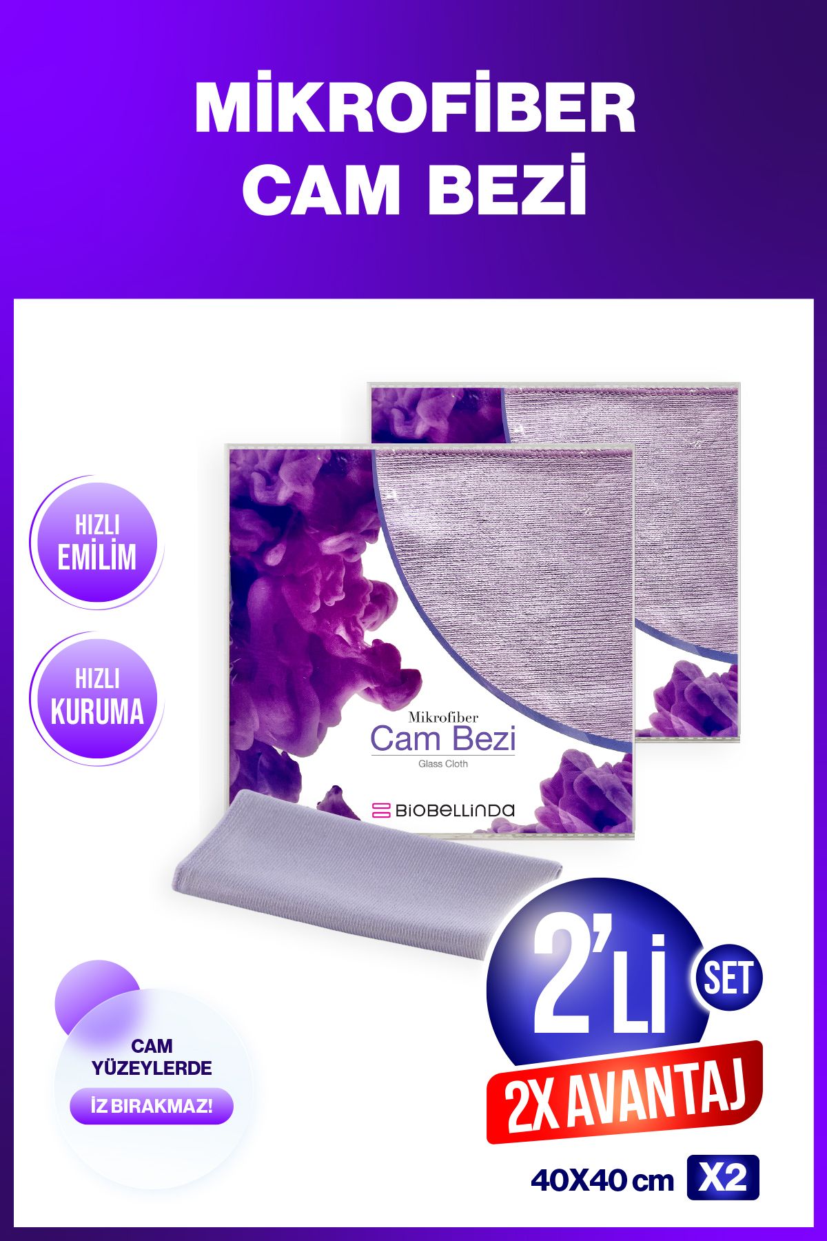 Mikrofiber Cam Bezi (40X40 Cm)2 adet