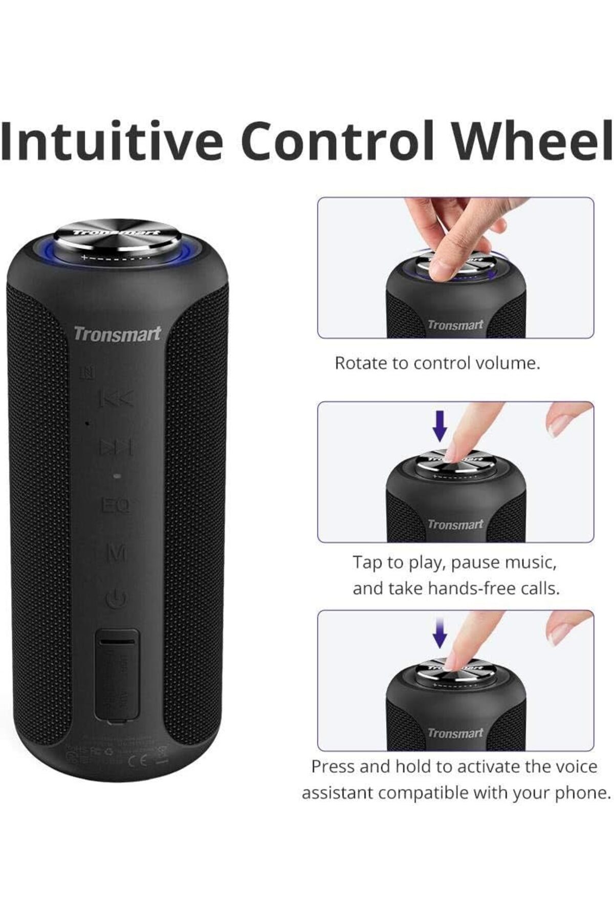 Tronsmart-مكبر صوت بلوتوث T6 Plus مُحسّن، فائق الجودة، بقوة 40 واط، صوت محيطي عالي الدقة بزاوية 360 درجة، أسود 7